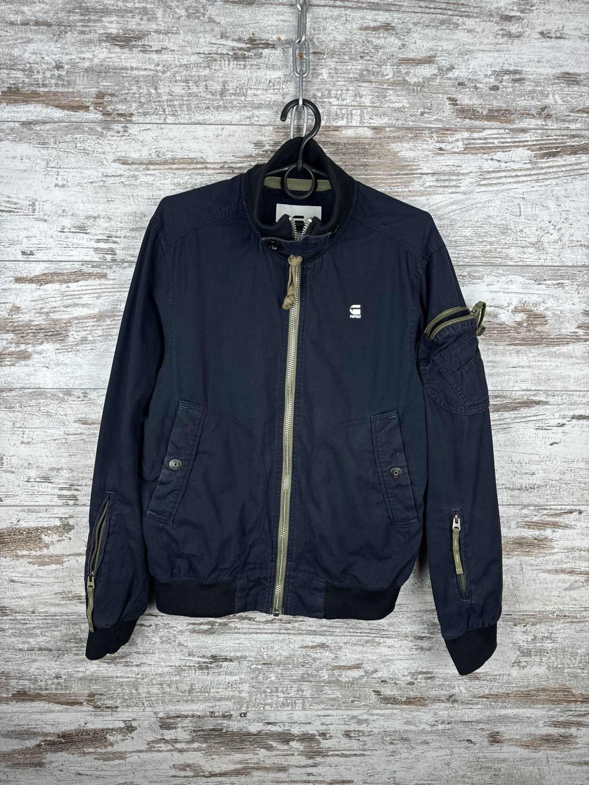 Mens Vintage G Star Raw BOLT ZIP BOMBER jacket multipocket