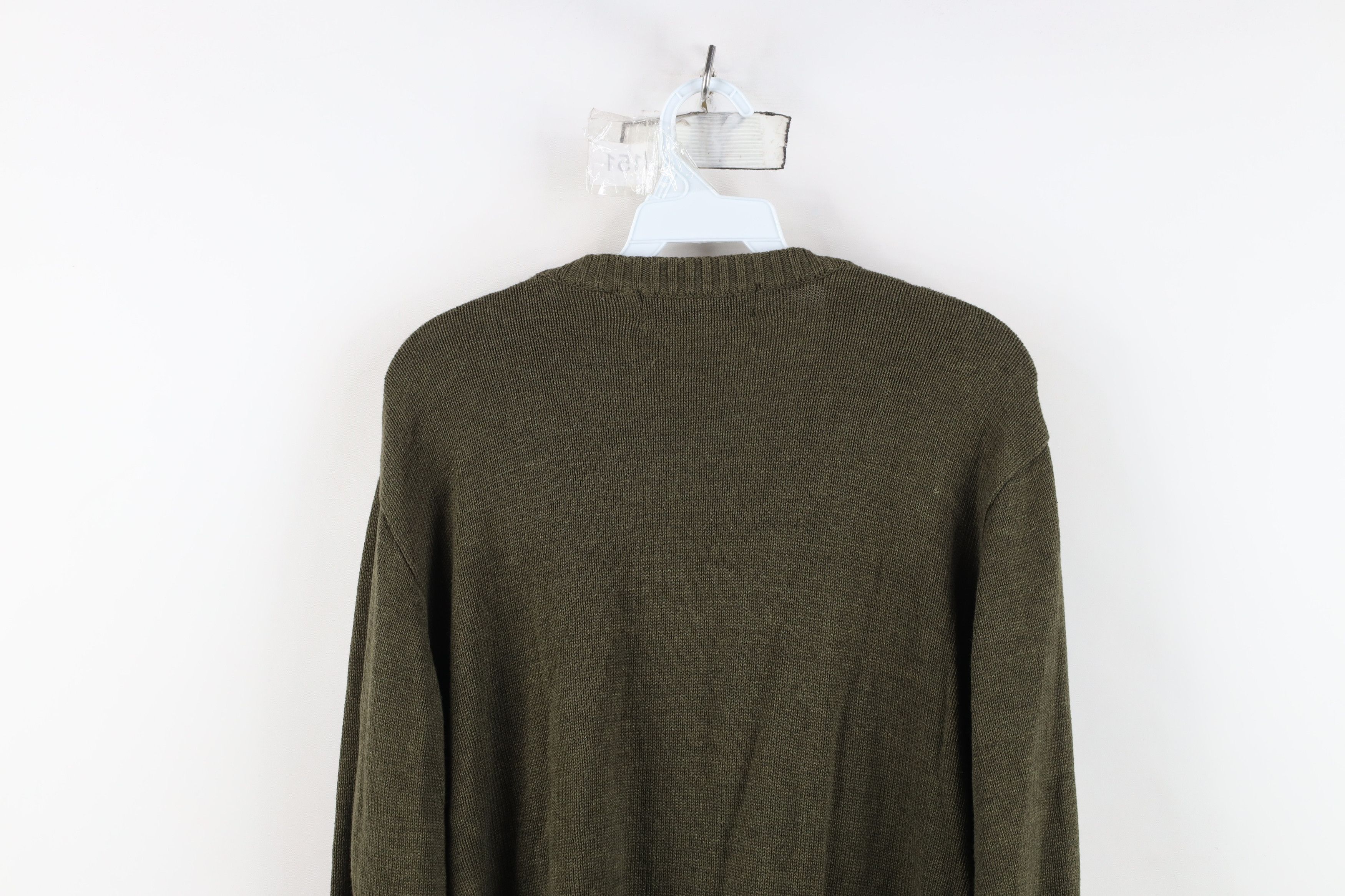 Vintage Vintage 90s Streetwear Blank Chunky Cable Knit Sweater Green Size US L / EU 52-54 / 3 - 9 Thumbnail