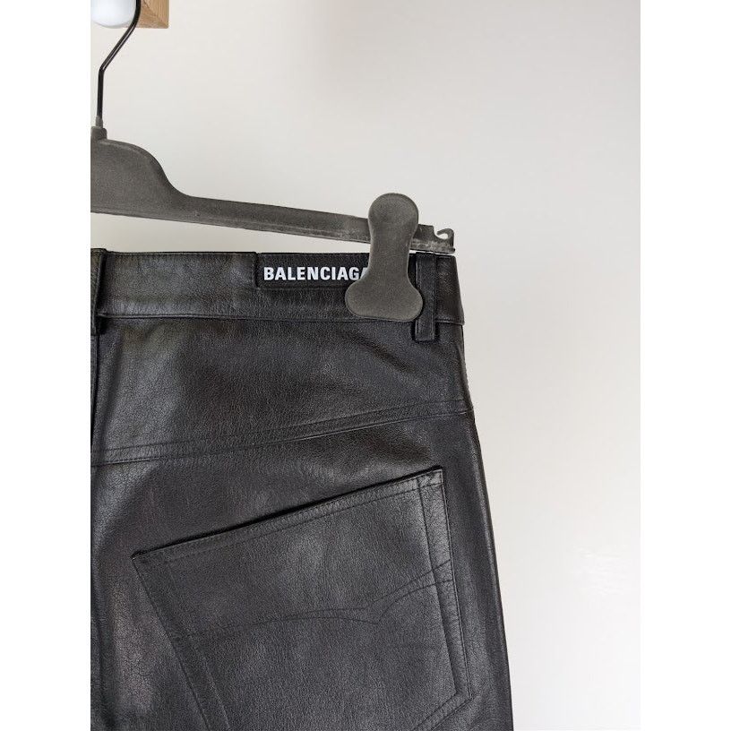 Balenciaga o1rshd1 Soft Matte Leather Medium Fit Pants in Black Size US 32 / EU 48 - 11 Thumbnail