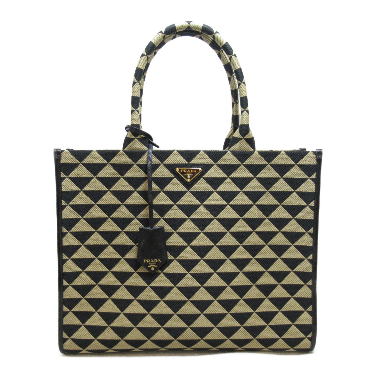 Prada Prada Triangolo Symbole Embroidered Small Tote Canvas Tote Bag in Great Condition Size ONE SIZE - 1 Thumbnail