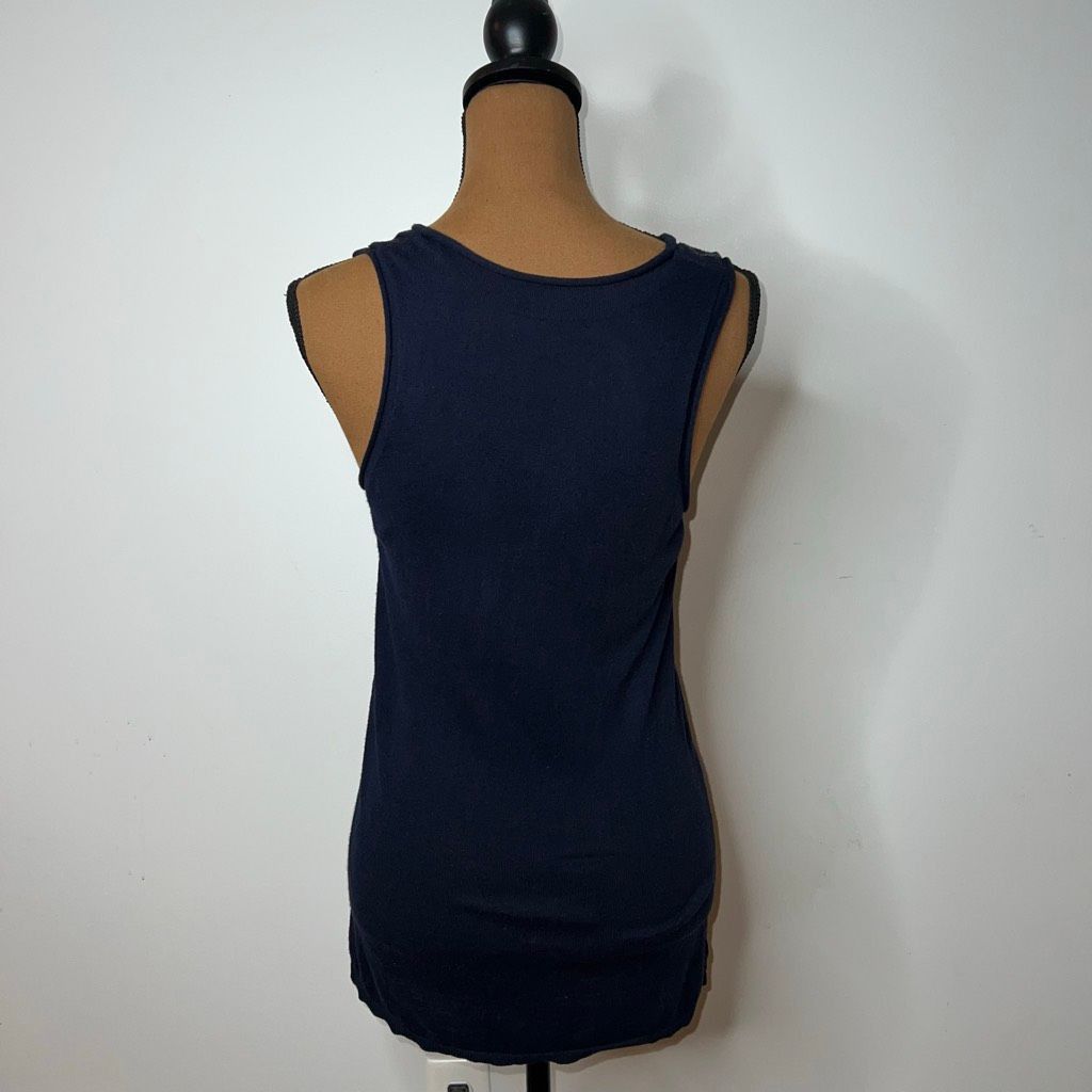 Banana Republic Banana Republic, Navy Blue Front Sequin Striped Long Tank, Women’s Small Size S / US 4 / IT 40 - 6 Thumbnail