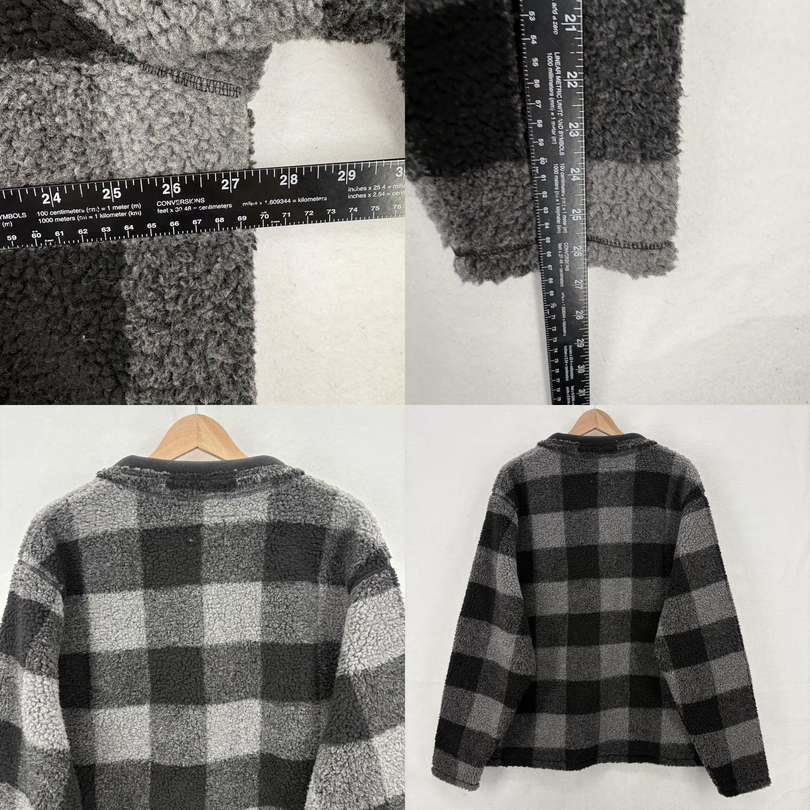 Wrangler Wrangler Sweater Mens XL Black Gray Buffalo Plaid Sherpa Fleece Quarter Zip NWT Size US XL / EU 56 / 4 - 8 Thumbnail