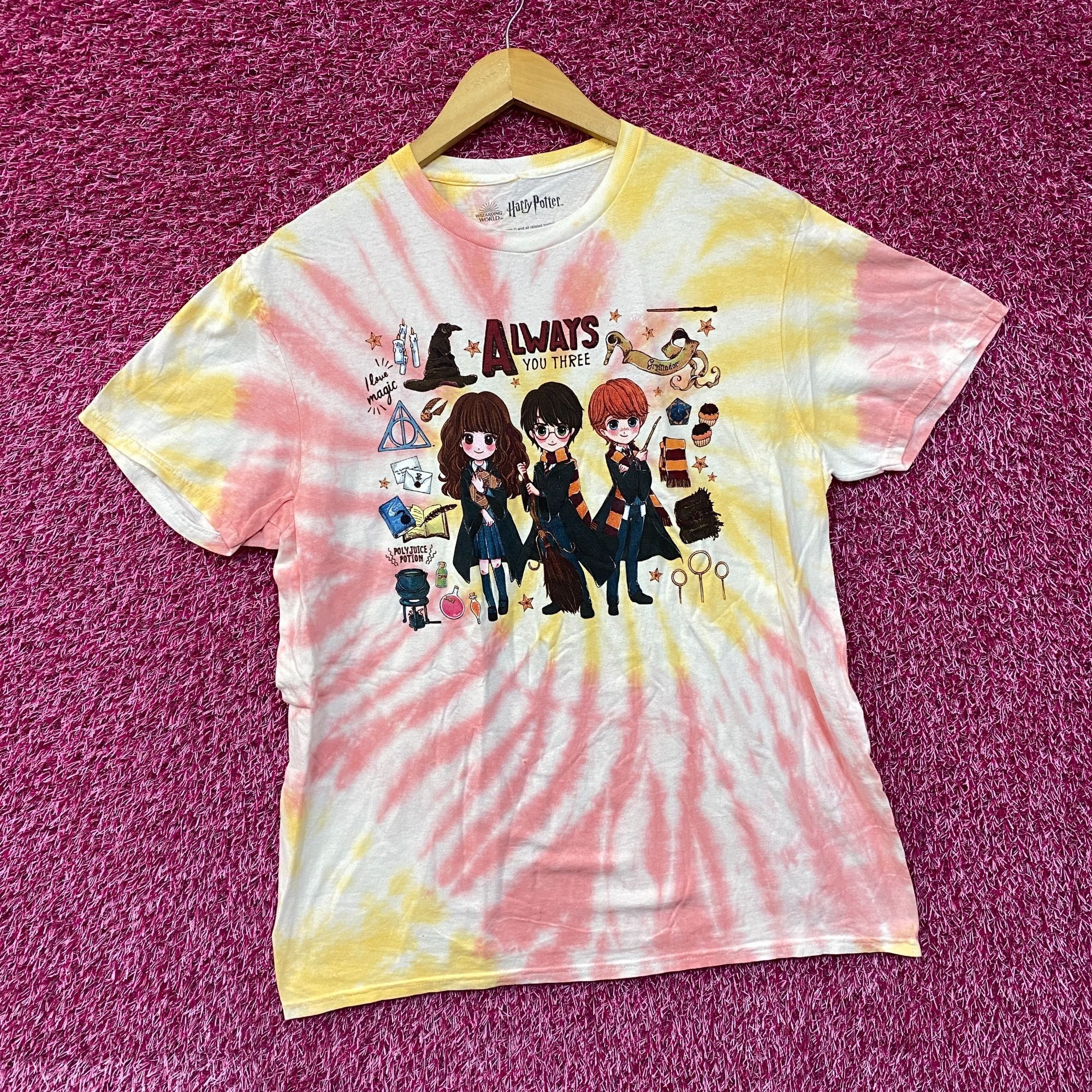 Warner Bros Harry Potter Chibi Hermoine, Ron, Harry tiedye T-shirt size Size US L / EU 52-54 / 3 - 3 Thumbnail