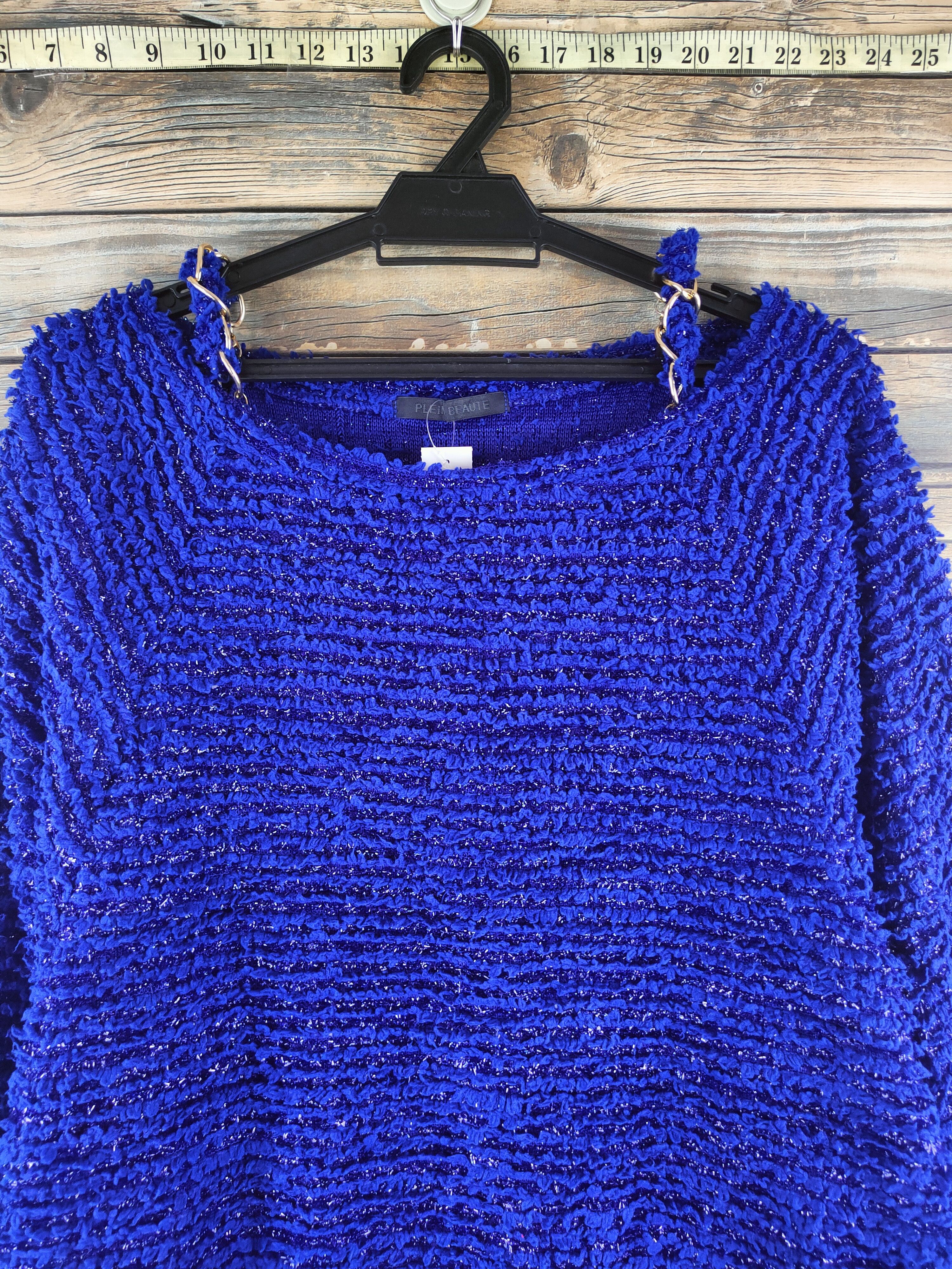 Japanese Brand Plein Beaute Blue Fur Mohair Knitwear #46-907 Size M / US 6-8 / IT 42-44 - 2 Thumbnail
