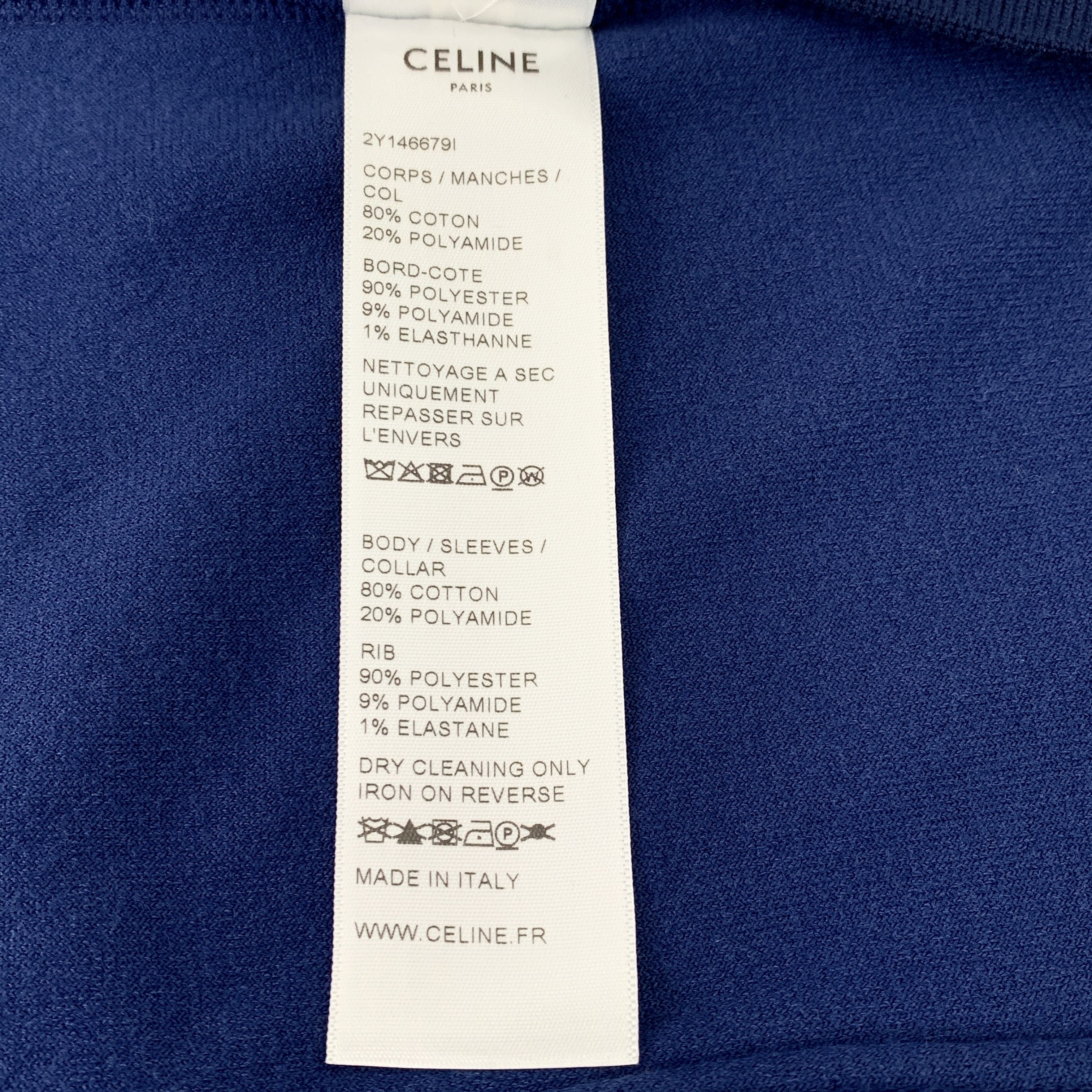 Celine Celine Navy Embroidered Cotton Zip-Up Jacket (Size M) Size M / US 6-8 / IT 42-44 - 3 Thumbnail