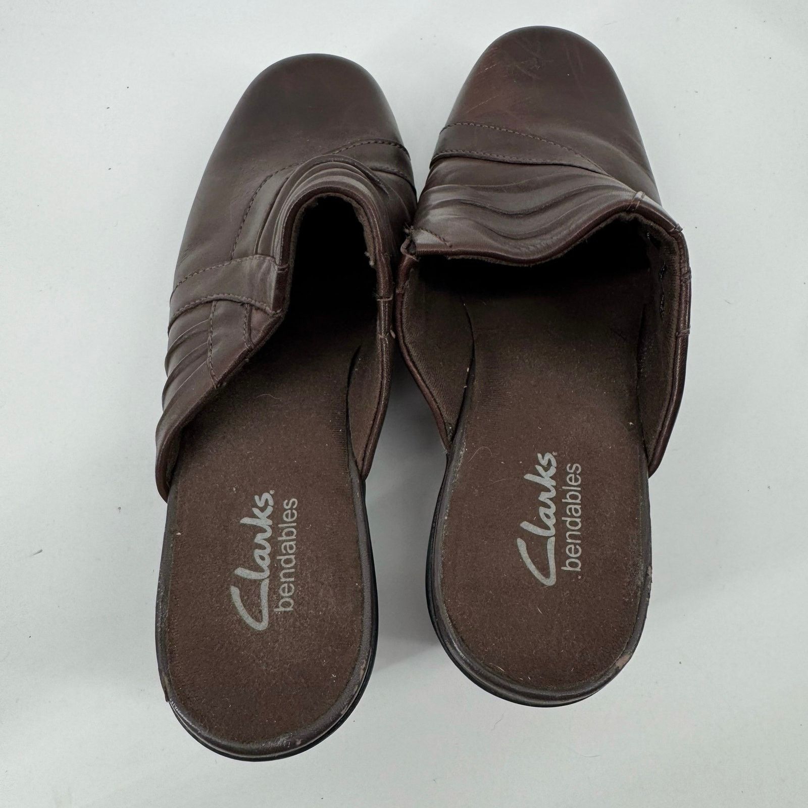 Clarks Clarks Bendables Brown Leather Mule Heels 7M Size US 7 / IT 37 - 7 Thumbnail