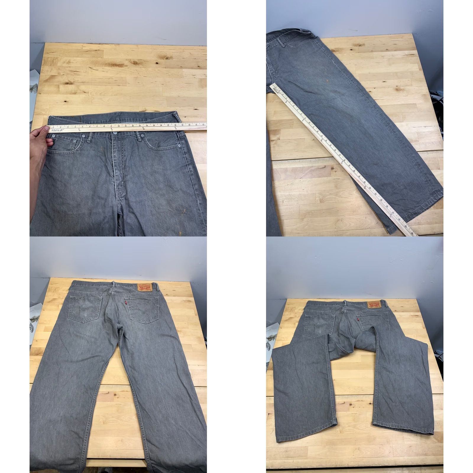 Levi's Levi's 569 Jeans Men 36x30 Gray Distressed 5-Pocket Relaxed Straight Denim Cotton Casual Work Vintage No Size US 36 / EU 52 - 8 Thumbnail