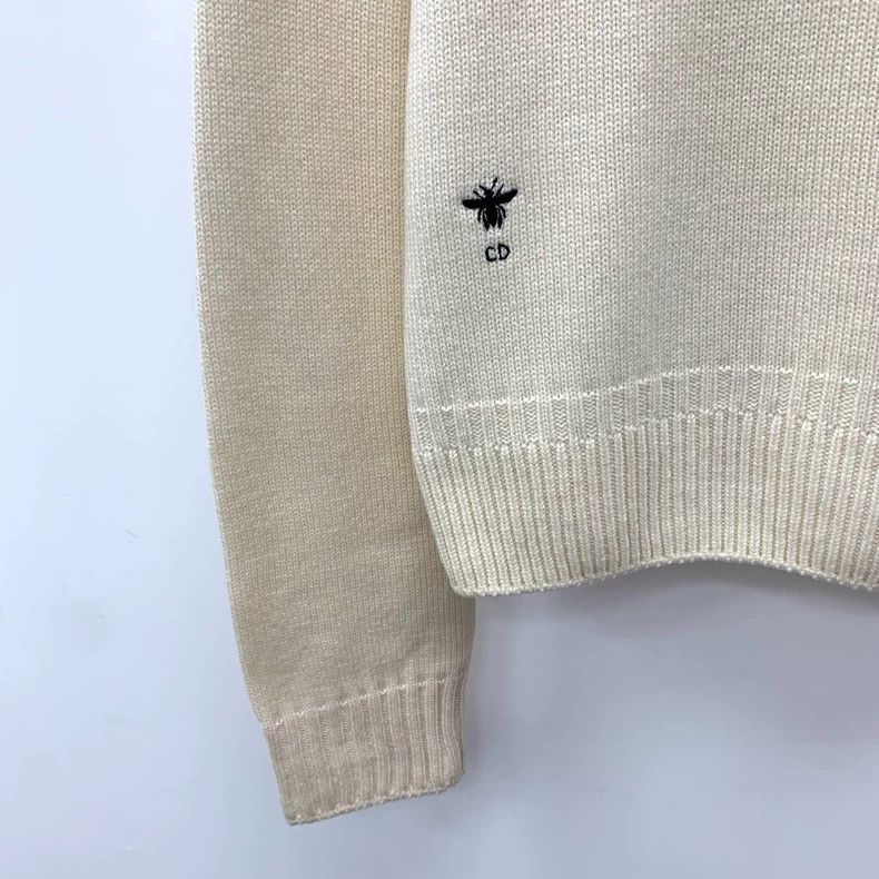 Dior Dior Beige bee embroidered cashmere turtleneck long-sleeved Size S / US 4 / IT 40 - 4 Thumbnail