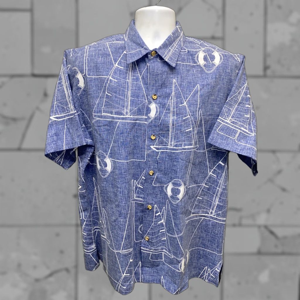 Vintage VINTAGE Cooke Street Mens Hawaii Shirt XL Blue Polyester Blend USA Made Short Sleeve Button-Up Collared Hawaiian Vintage Mens Size US XL / EU 56 / 4 - 1 Thumbnail