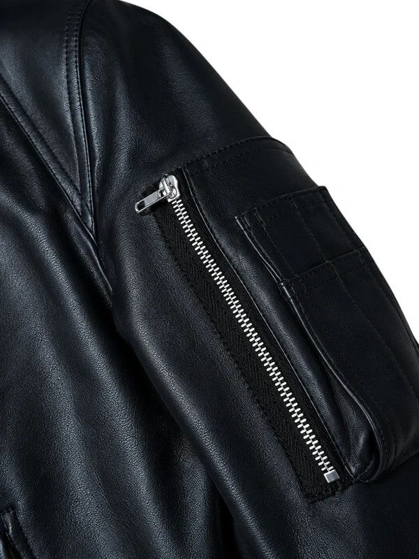 Rick Owens Rick Owens SS18 Dirt Raglan Black Leather Bomber Jacket Size US M / EU 48-50 / 2 - 2 Thumbnail