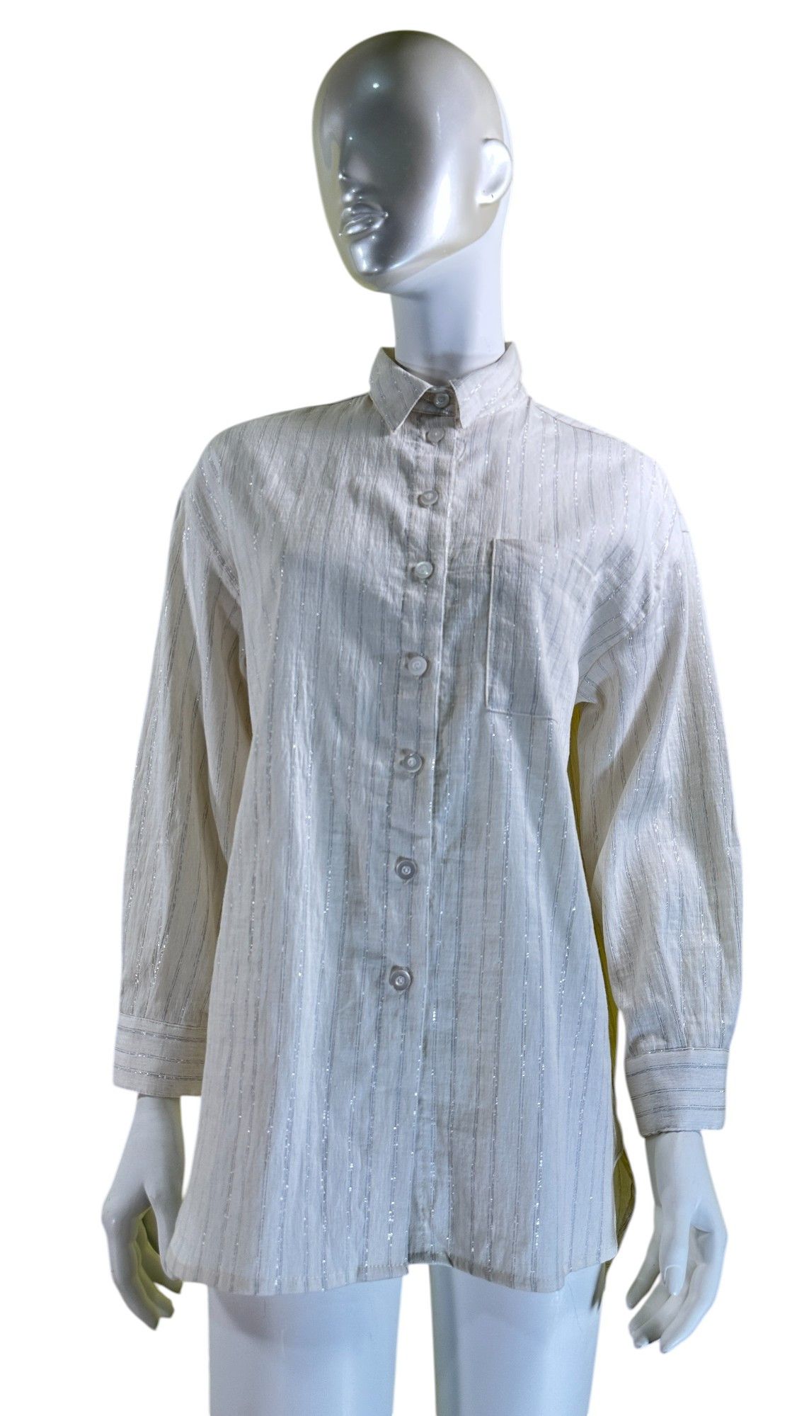 TWINSET Striped Shirt Linen Blend Size S / US 4 / IT 40 - 3 Thumbnail