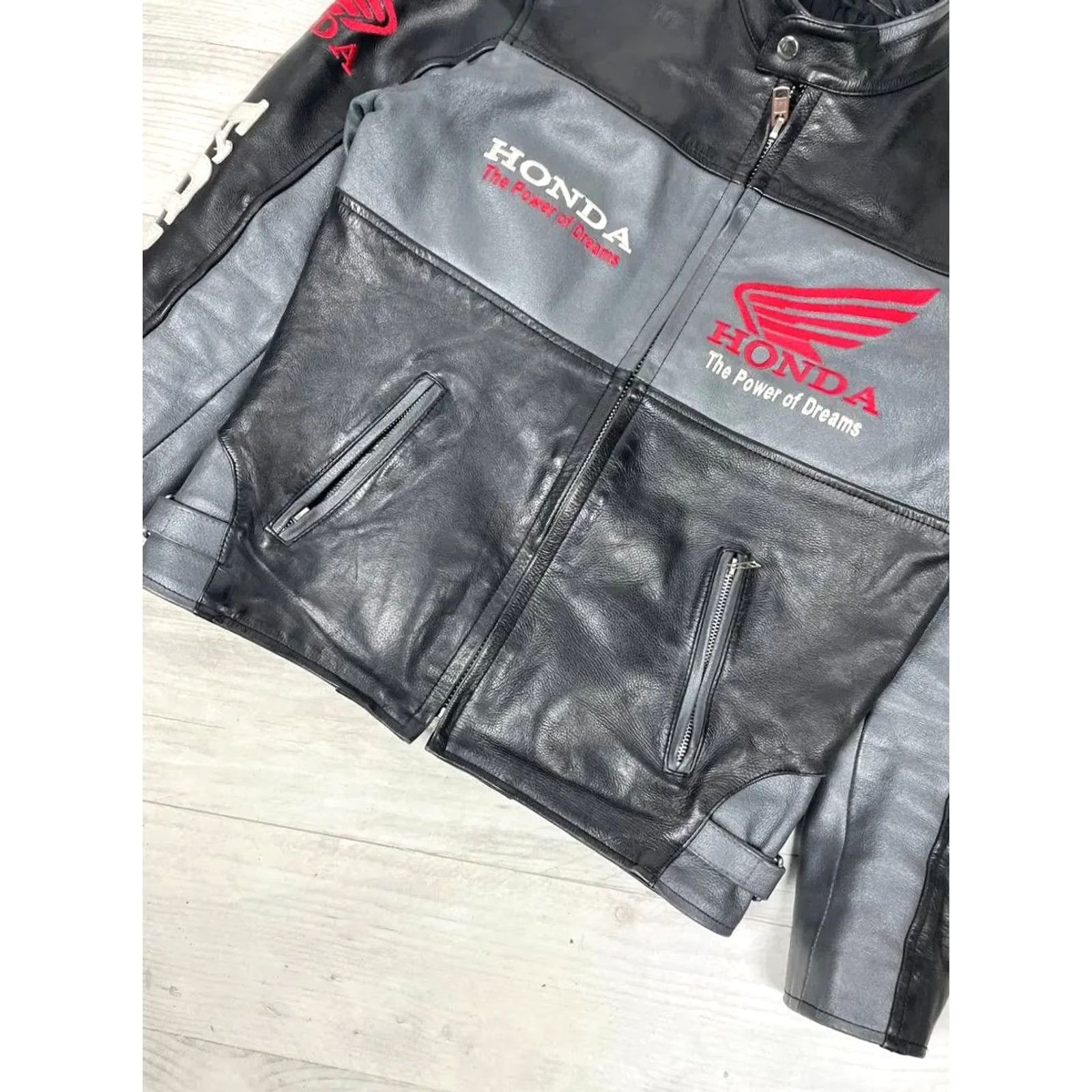 Honda VINTAGE Honda Racing Leather Motorcycle Jacket Moto Men XS Black Jacket Size US XS / EU 42 / 0 - 3 Thumbnail