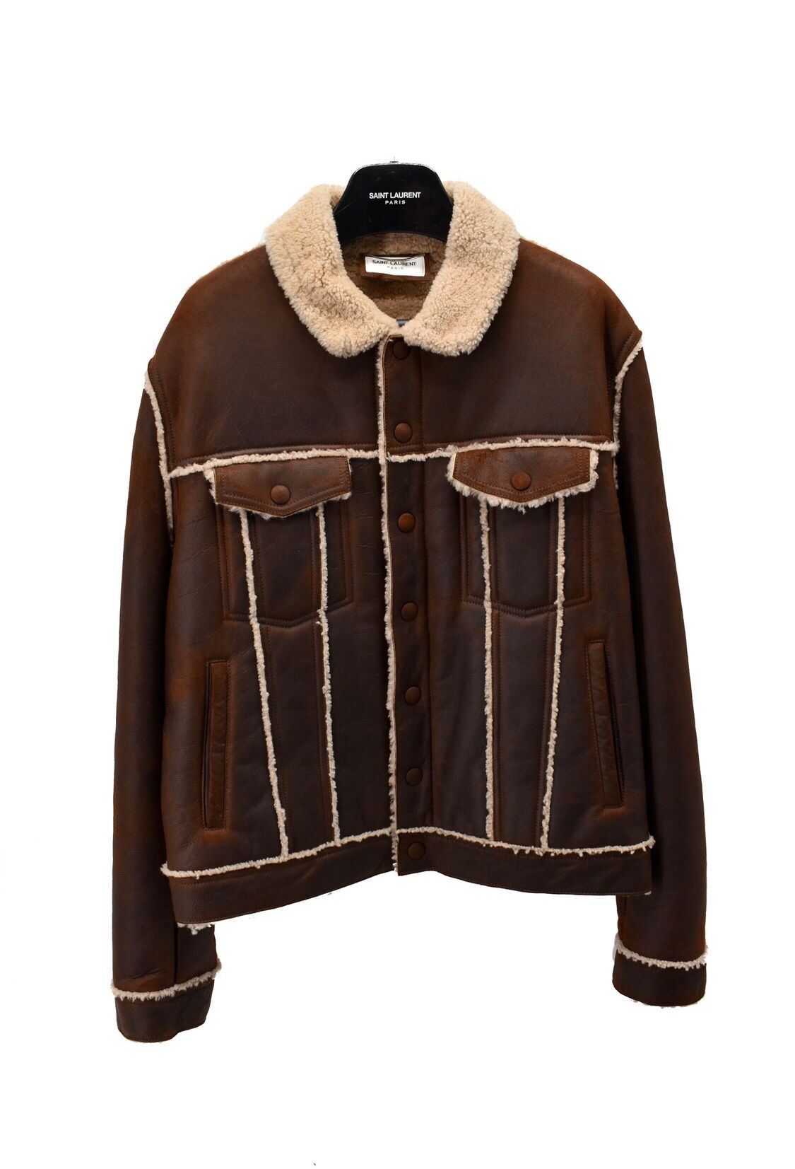 image of Saint Laurent Paris “” Sain Laurent Shearling Trucker Jacket in Brown, Men's (Size Large)