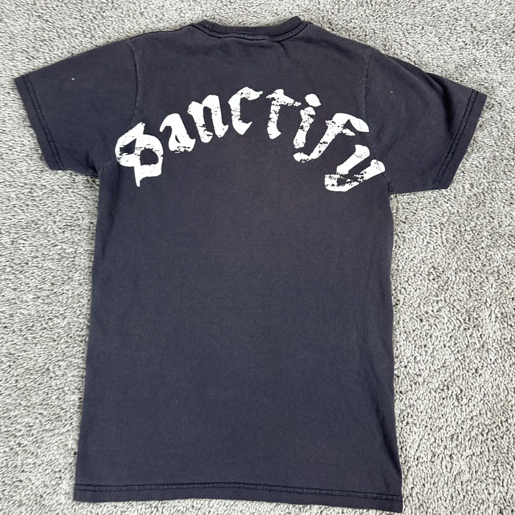 Vintage Sanctify Shirt Mens Small Black Graphic Cross Sword Christian Gothic Tee Size US S / EU 44-46 / 1 - 7 Thumbnail