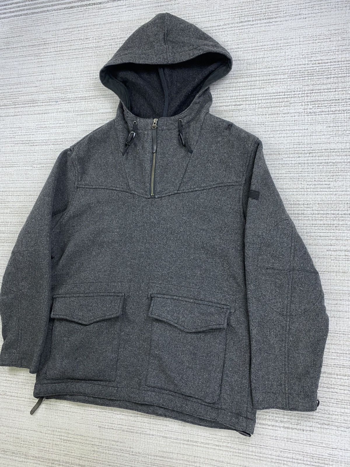 Gap × Japanese Brand × Vintage Vtg GAP Pullover Anorak Double Pocket Wool Hoodie Jacket Size US M / EU 48-50 / 2 - 4 Thumbnail