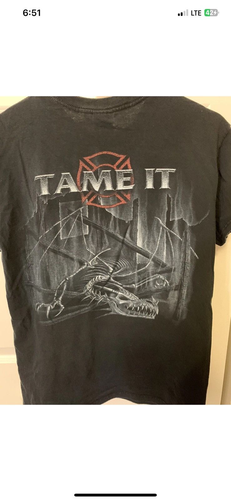 Gildan Vtg 90s firefighting tame the raging beast t shirt dragon Size US S / EU 44-46 / 1 - 8 Thumbnail