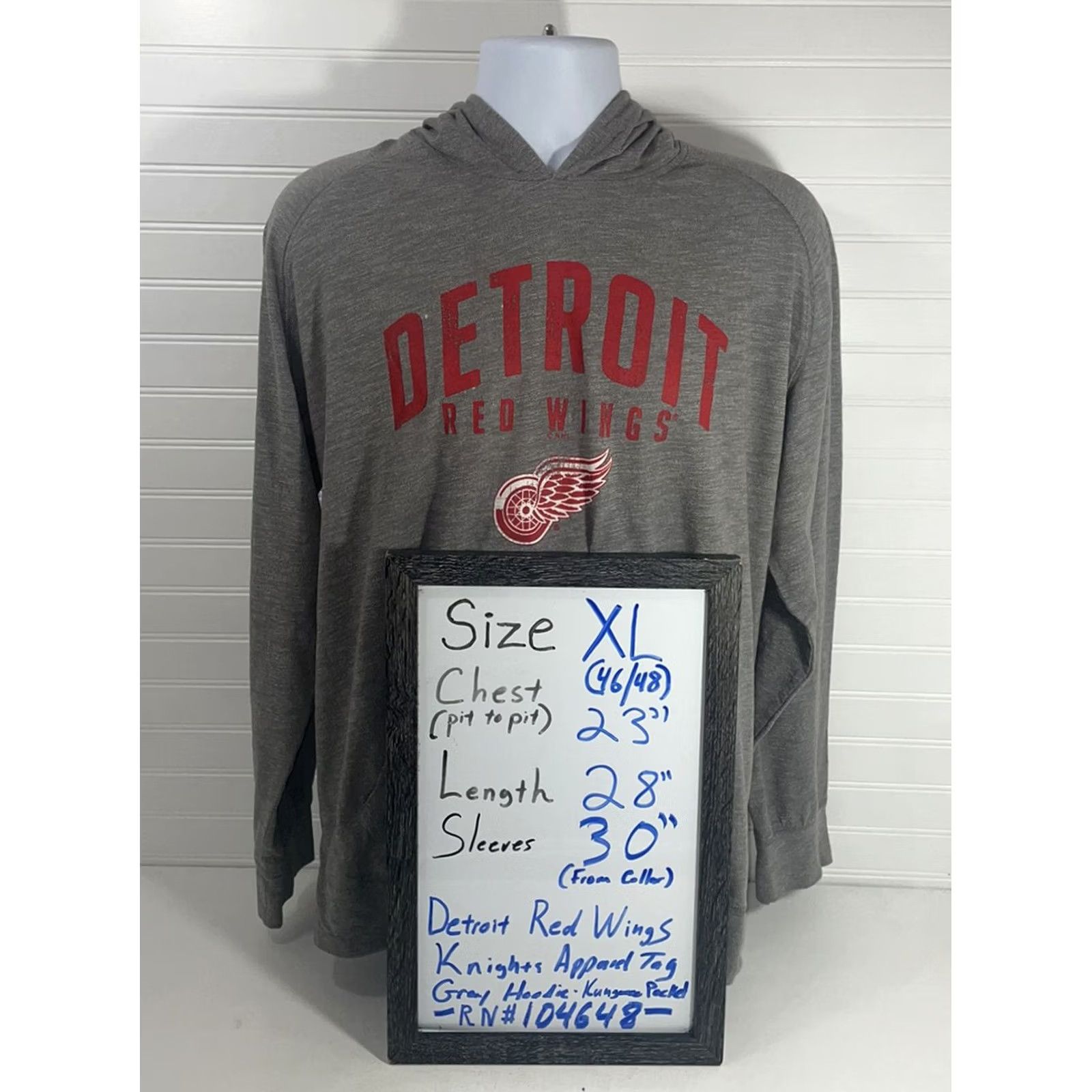 Vintage Knights Apparel Shirt Mens XL Gray Detroit Red Wings Hoodie Sweatshirt Men Size US XL / EU 56 / 4 - 7 Thumbnail