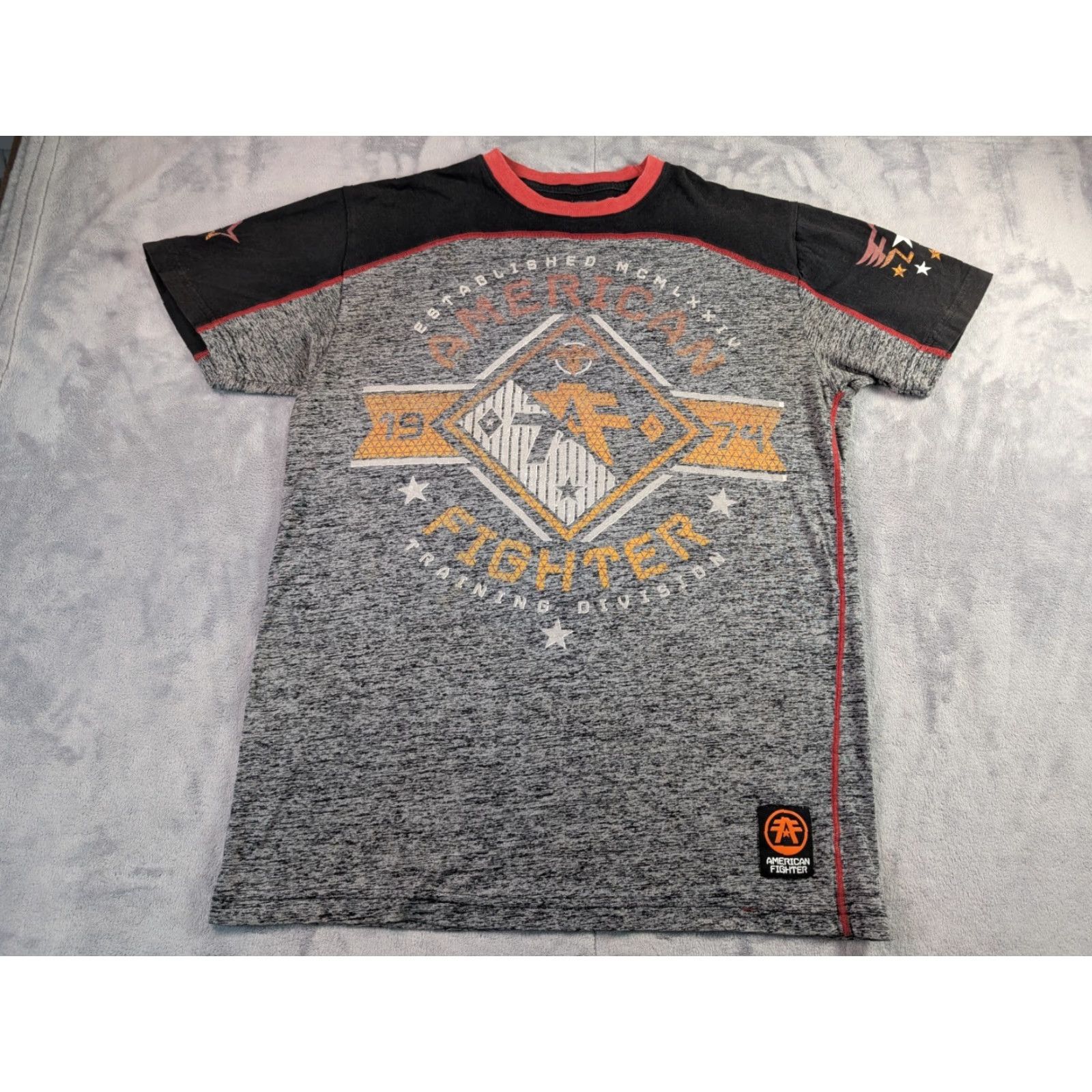 Vintage American Fighter T-Shirt Men Large Black Double Sided Short Sleeve Graphic Print Logo USA 90s Theme Muscle MMA Sports Cotton Crew Neck Mens Size US L / EU 52-54 / 3 - 2 Thumbnail