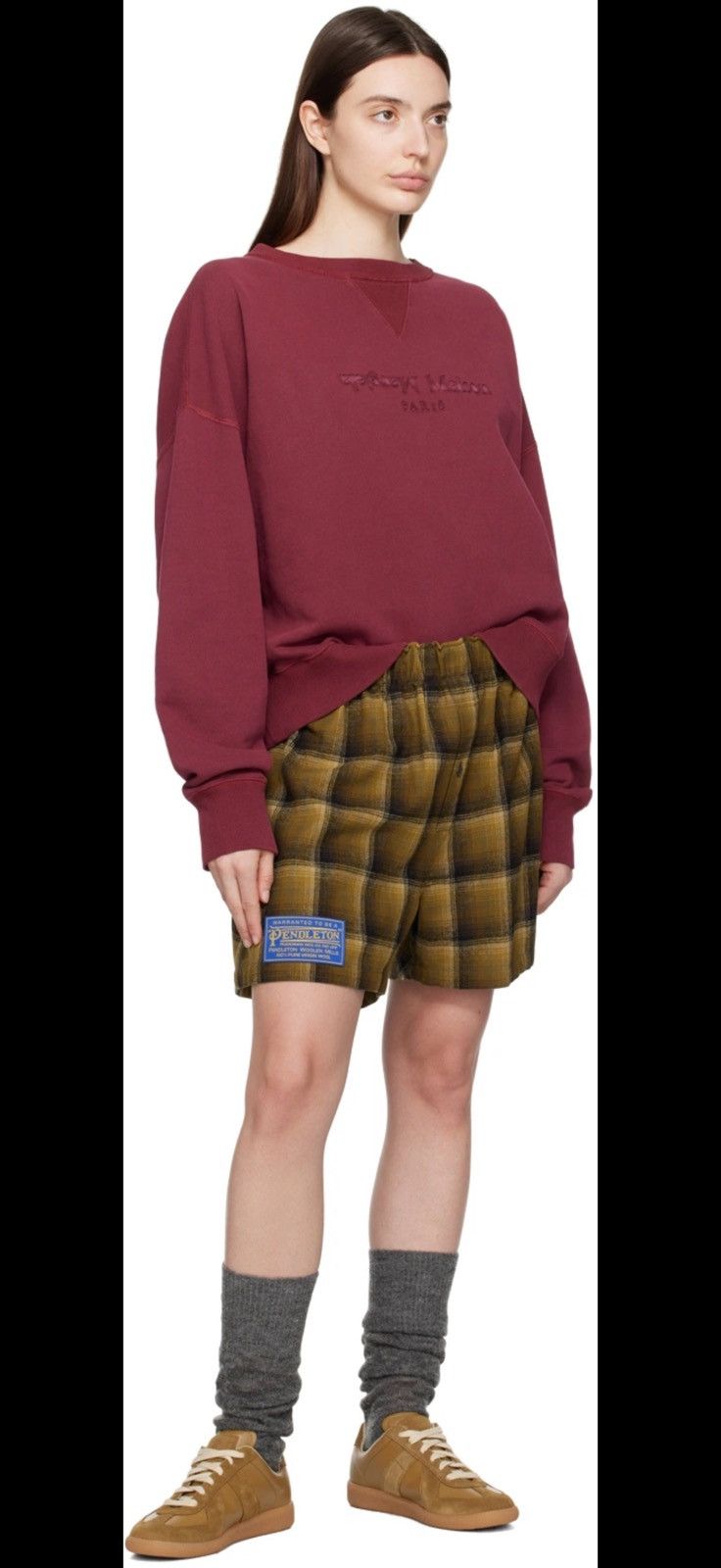 Maison Margiela $1100 Maison Margiela Burgundy Embroidered Crewneck Size US XL / EU 56 / 4 - 1 Thumbnail