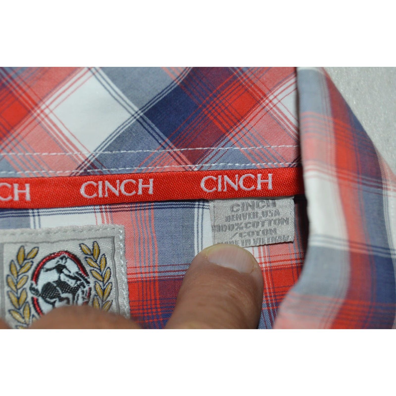 Vintage Cinch Mens Western L/S Shirt 2XL Red White Blue Plaid Cotton Shirt Men Size US XXL / EU 58 / 5 - 5 Thumbnail