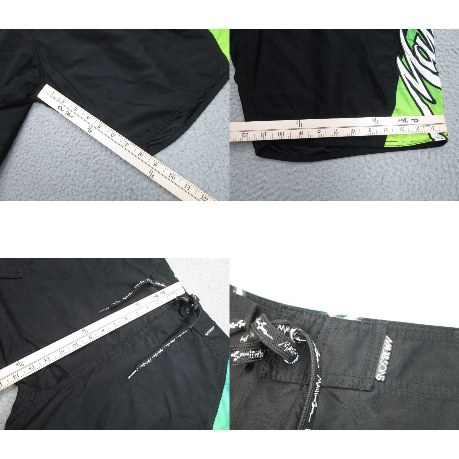 Vintage Maui & Sons Boardshorts Mens Adult 34 Black Green Surf Swim Trunks Baggy y2k Size US 34 / EU 50 - 8 Thumbnail