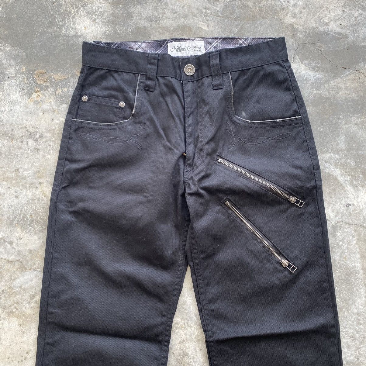 If Six Was Nine × Japanese Brand × Vintage Nylaus Clothing Zipper Thigh Black Pant Size US 28 / EU 44 - 2 Thumbnail