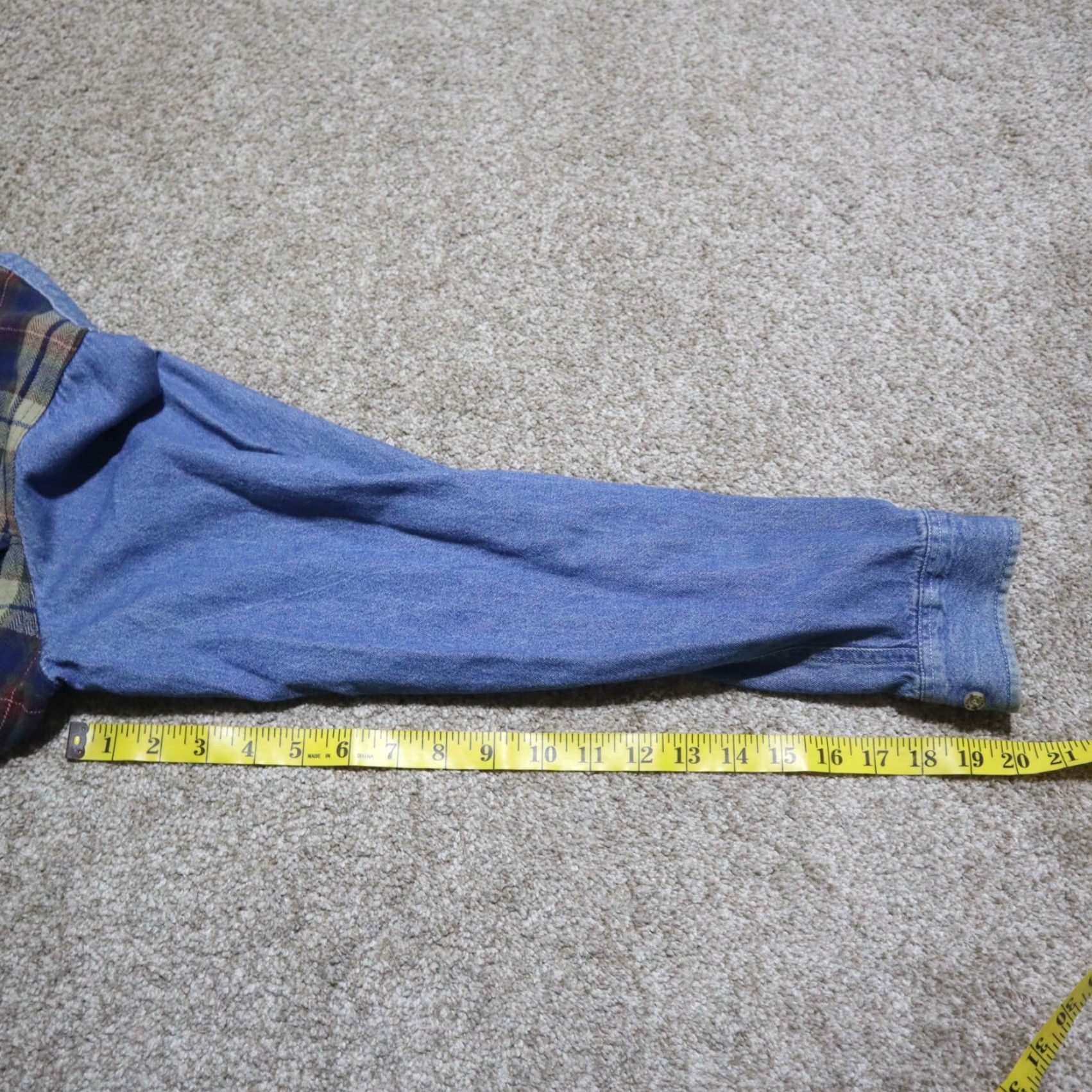 Faded Glory VINTAGE Faded Glory Shirt Denim Blue Plaid Pocket Long Sleeve Men's Size M Size US M / EU 48-50 / 2 - 7 Thumbnail