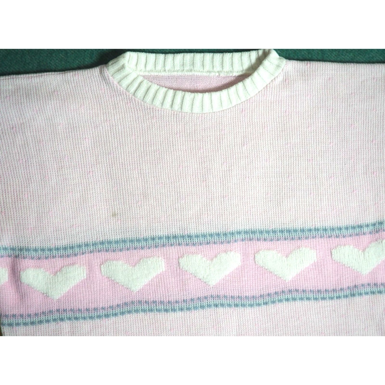 Valentino VTG 80s Light Pink Heart Baggy Acrylic Valentine Pullover Sweater Women XL Shirt Womens XL Pink Hearts 1980s Oversized Size XL / US 12-14 / IT 48-50 - 2 Thumbnail