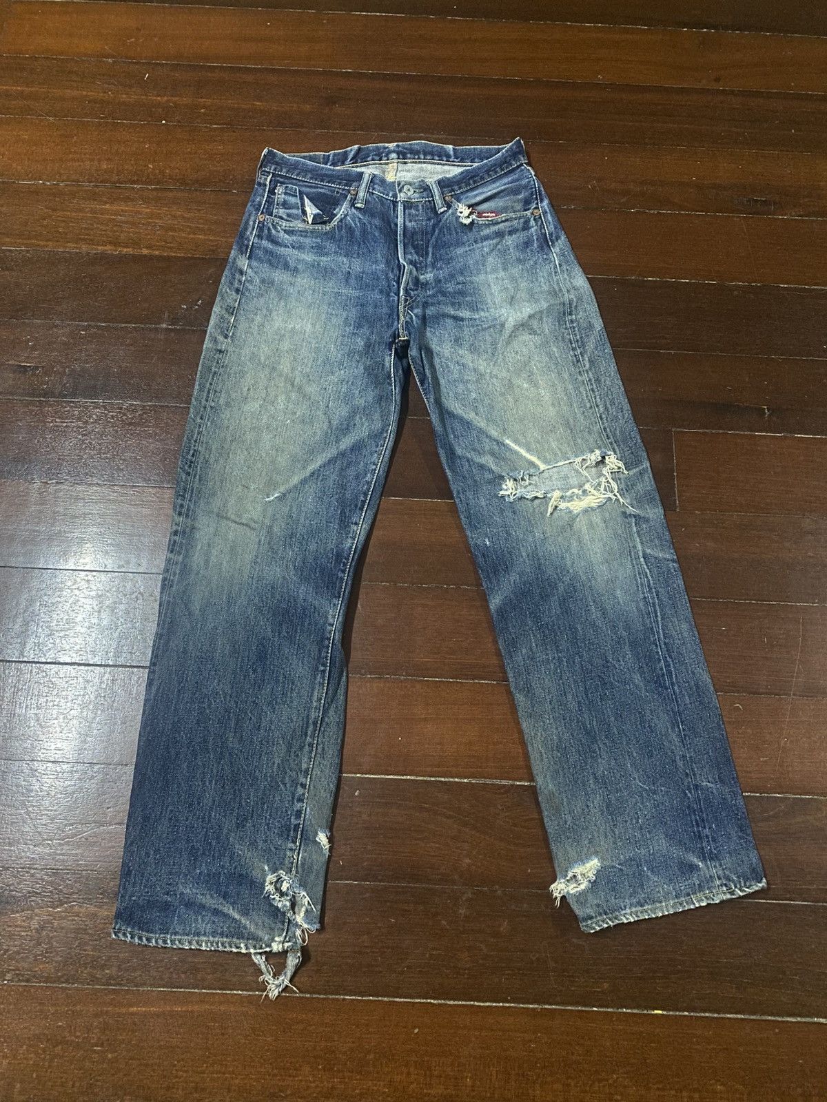 Warehouse & Co. Vintage Pherrow’s Stormy Blue Flared distressed mud wash Size US 32 / EU 48 - 1 Thumbnail