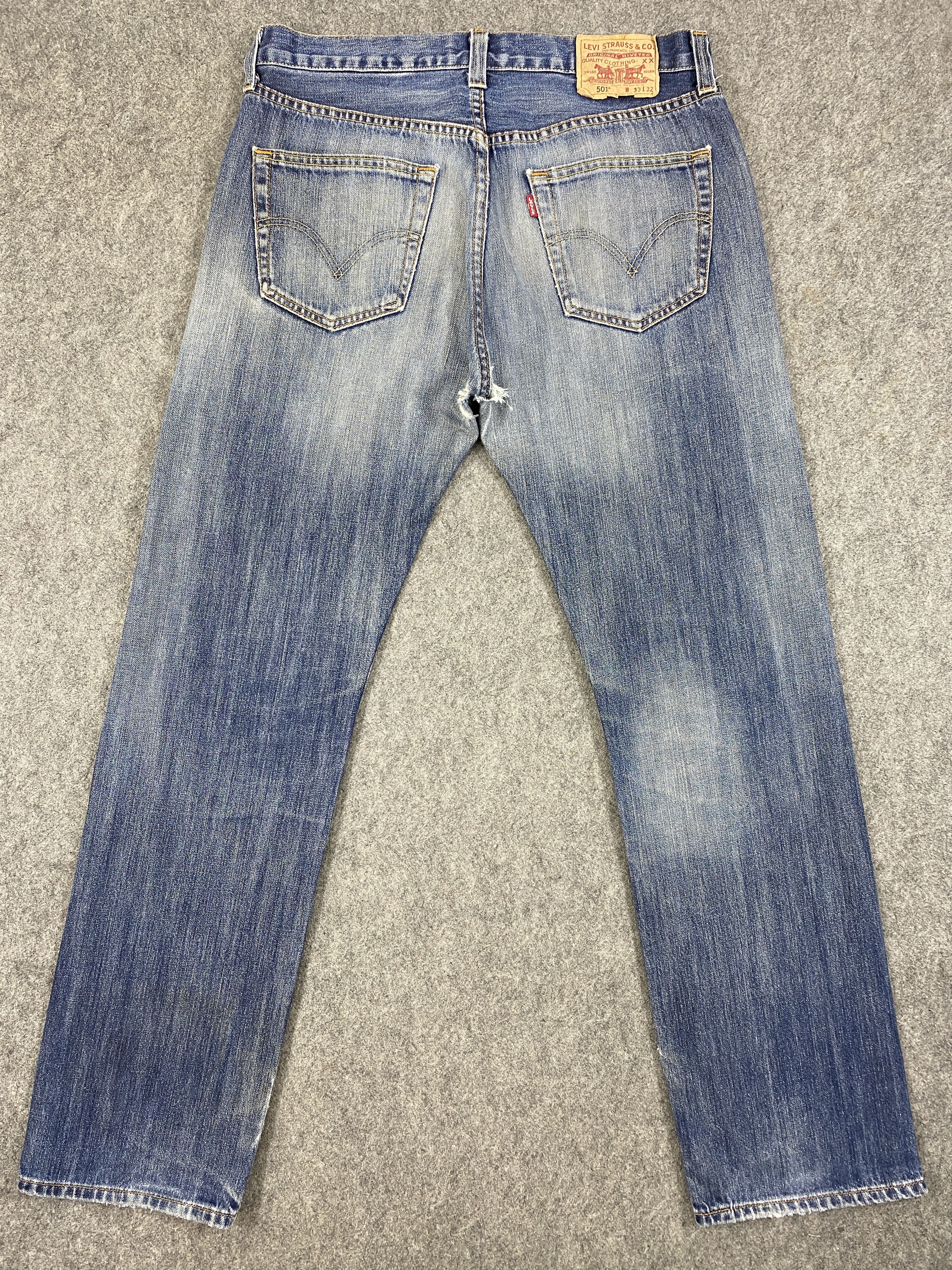 Japanese Brand istressed Blue Vintage Levi's 501 34x33 Denim -JN2480 Size US 34 / EU 50 - 2 Thumbnail