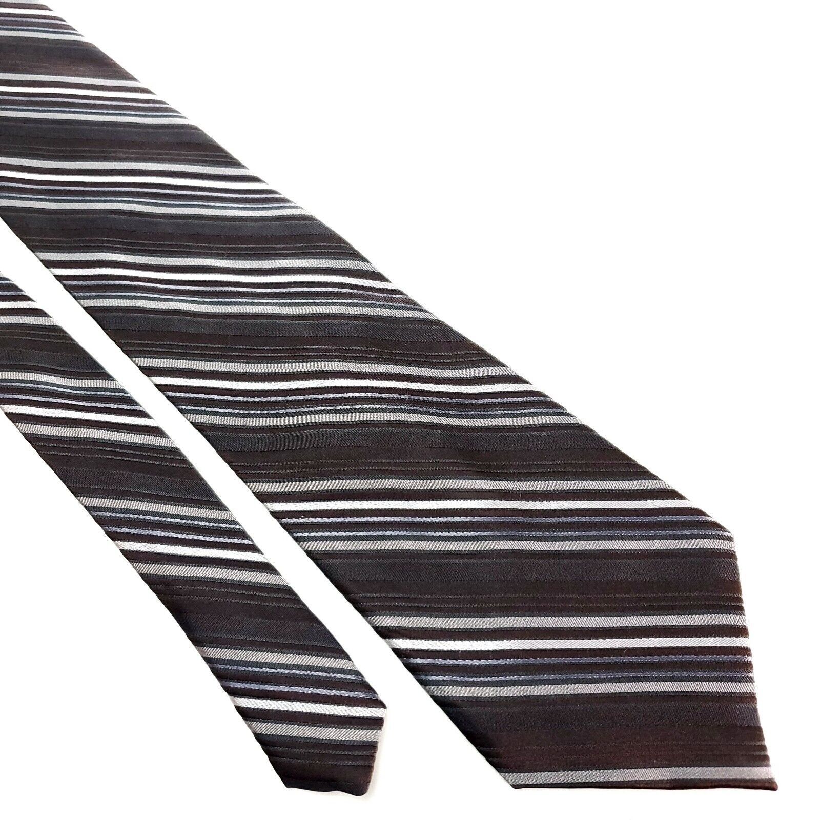 Calvin Klein Calvin Klein Silk Tie Woven Brown Striped Wide Size ONE SIZE - 1 Thumbnail