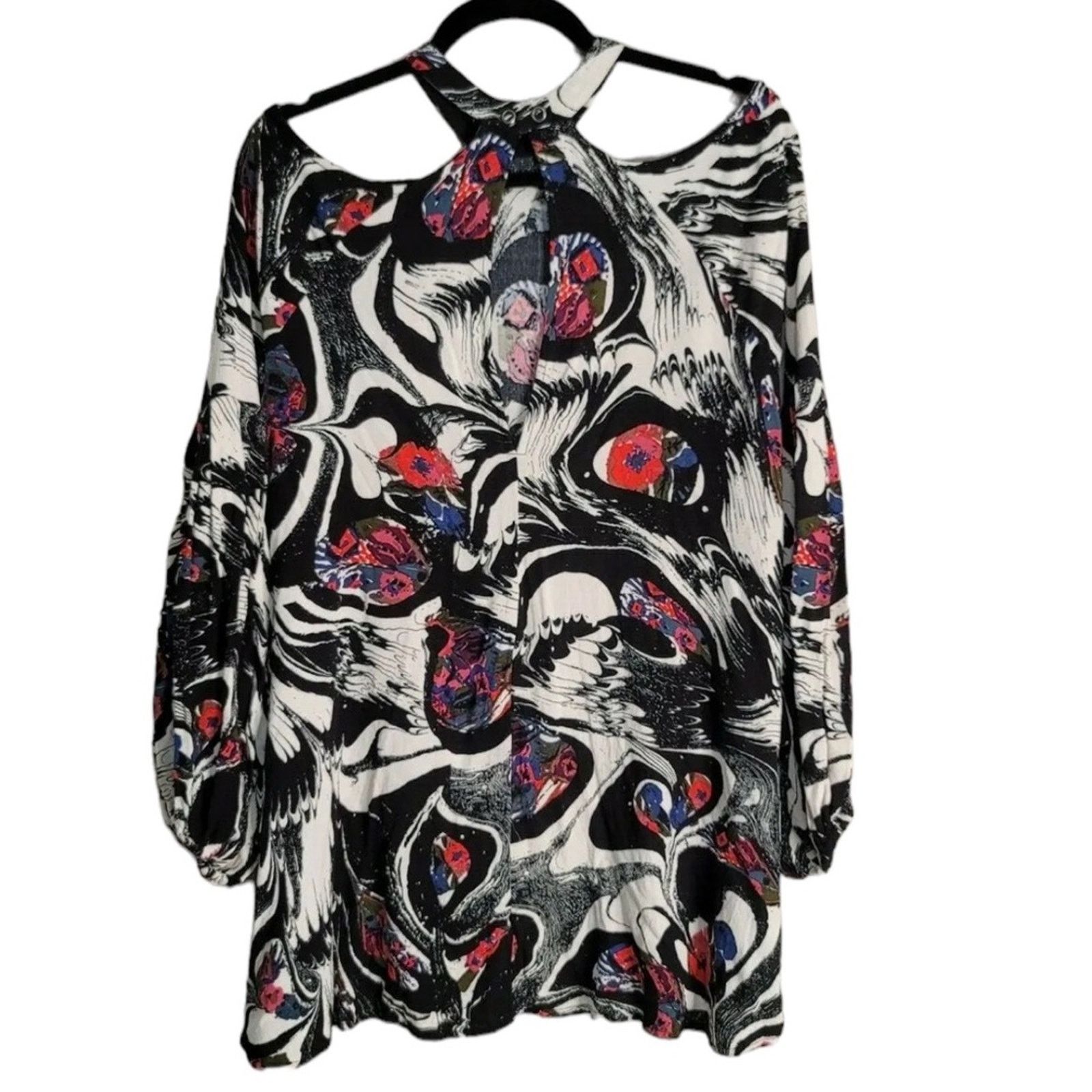 Free People FREE PEOPLE Drift Away Cold Shoulder Marbled Mini Dress Size S / US 4 / IT 40 - 7 Thumbnail