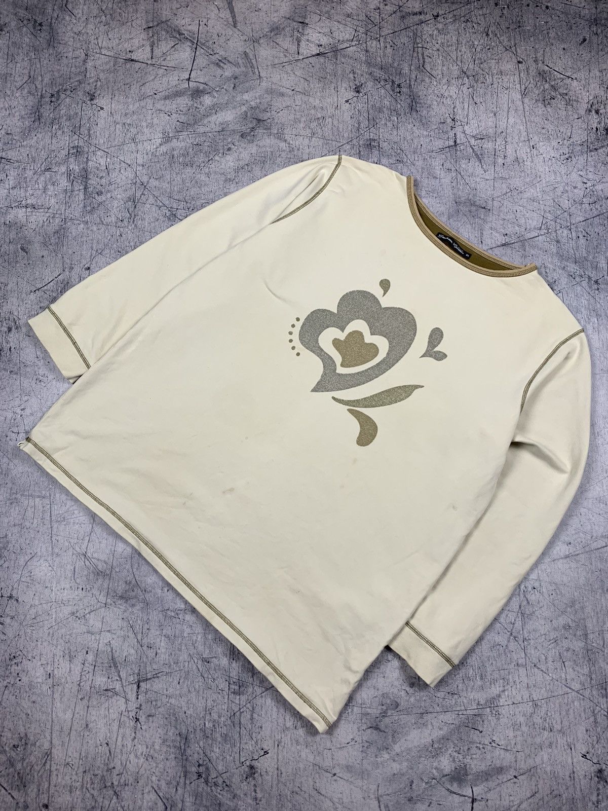 Gudrun Sjoden Gudrun Sjoden Floral Big Logo Sweatshirt Beige Size XL Y2K Size XL / US 12-14 / IT 48-50 - 1 Thumbnail