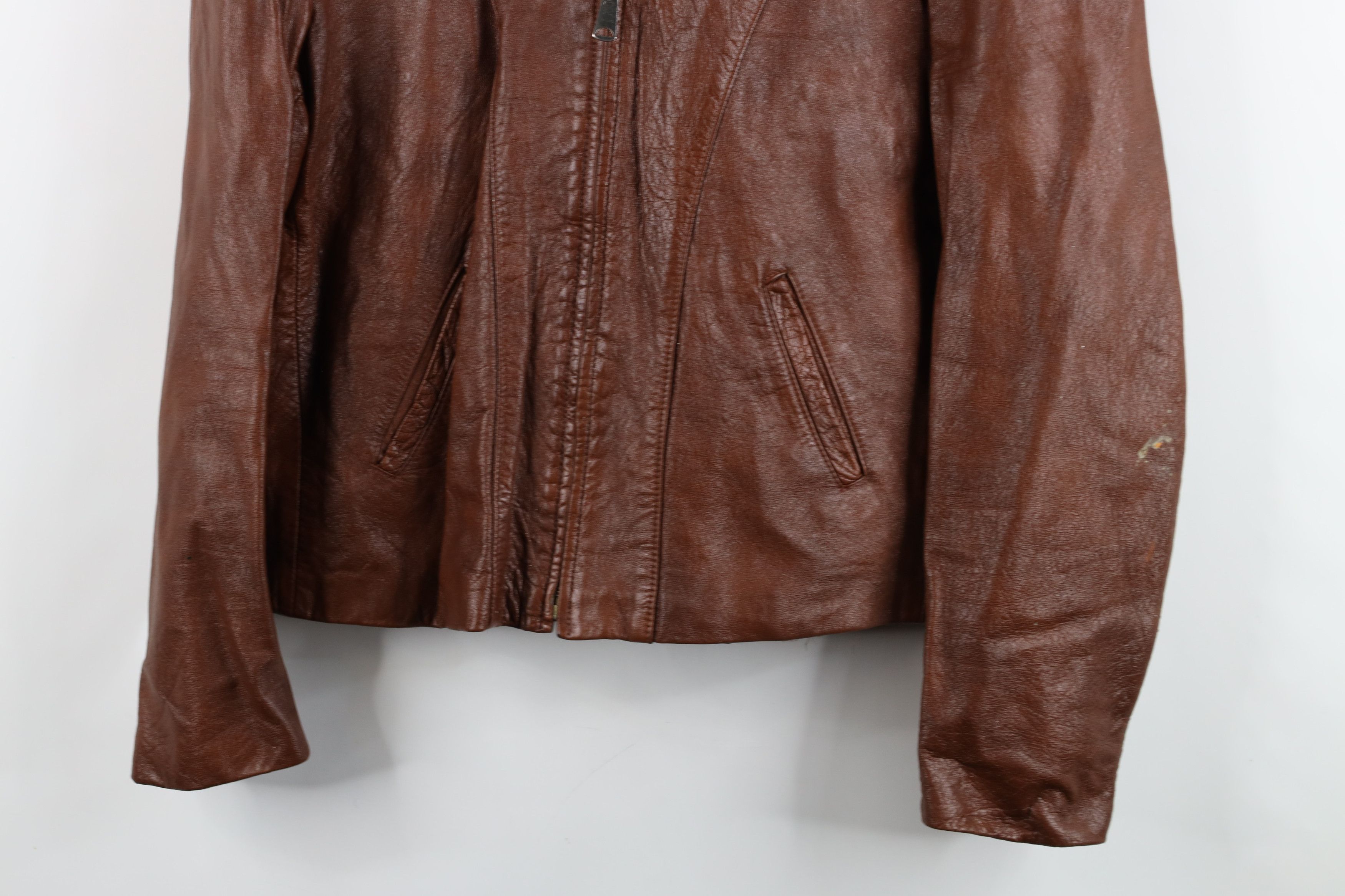 Vintage Vintage 60s 70s Streetwear Leather Full Zip Jacket Brown Size US XXL / EU 58 / 5 - 3 Thumbnail