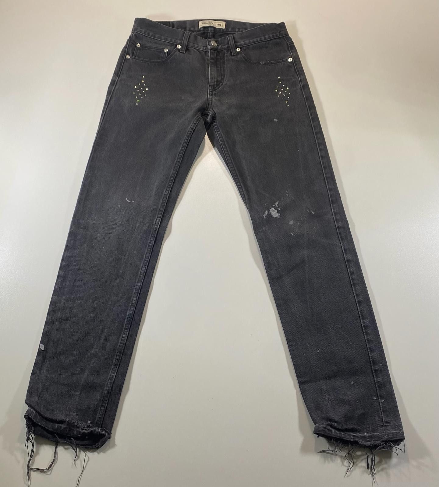 Other Kenzo H&M Black Denim Jeans with Distressed Details Size 29" - 1 Thumbnail