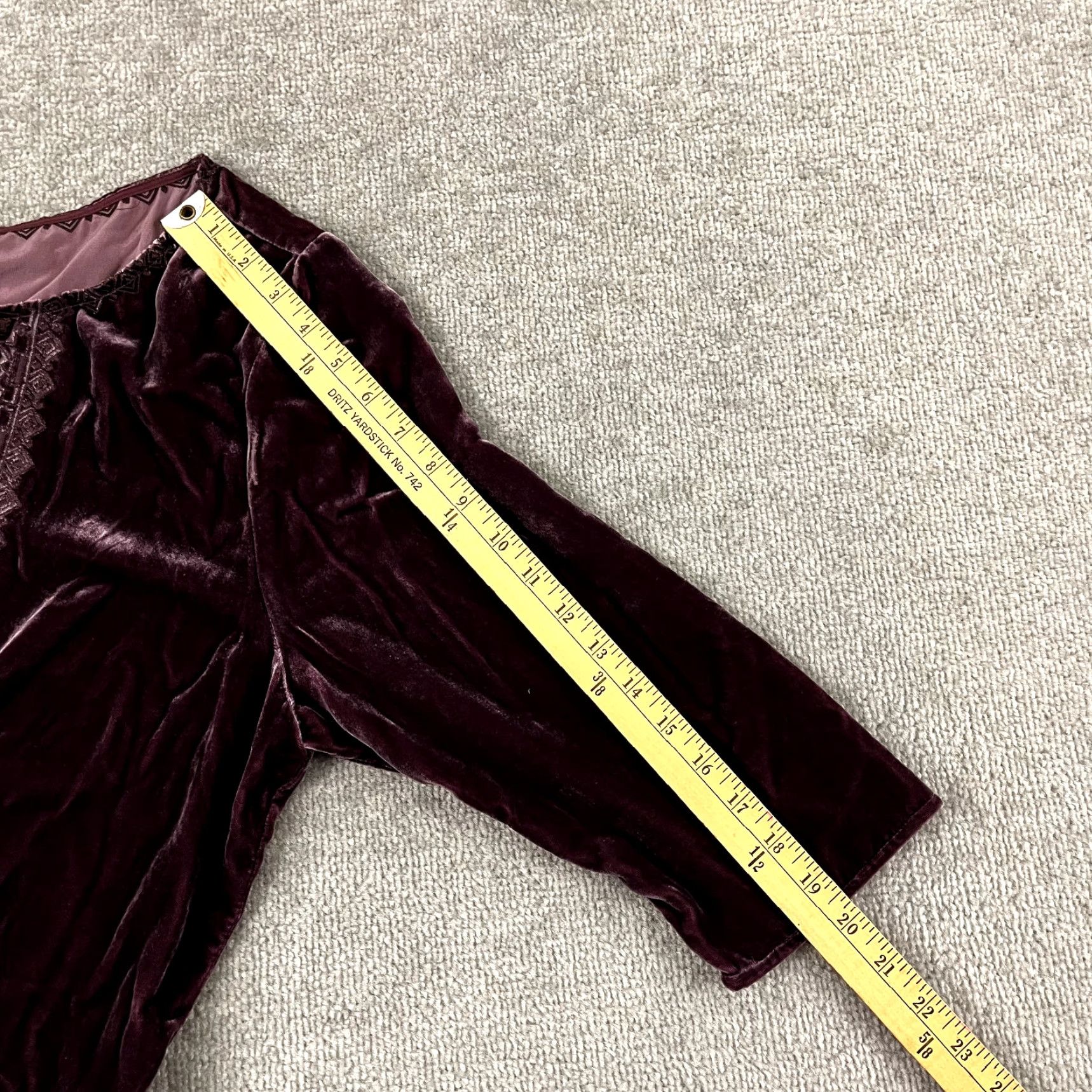 Vintage GARNET HILL Purple Velour Blouse Womens Size 14 3/4 Sleeve Silk Blend Casual Top Size XL / US 12-14 / IT 48-50 - 6 Thumbnail