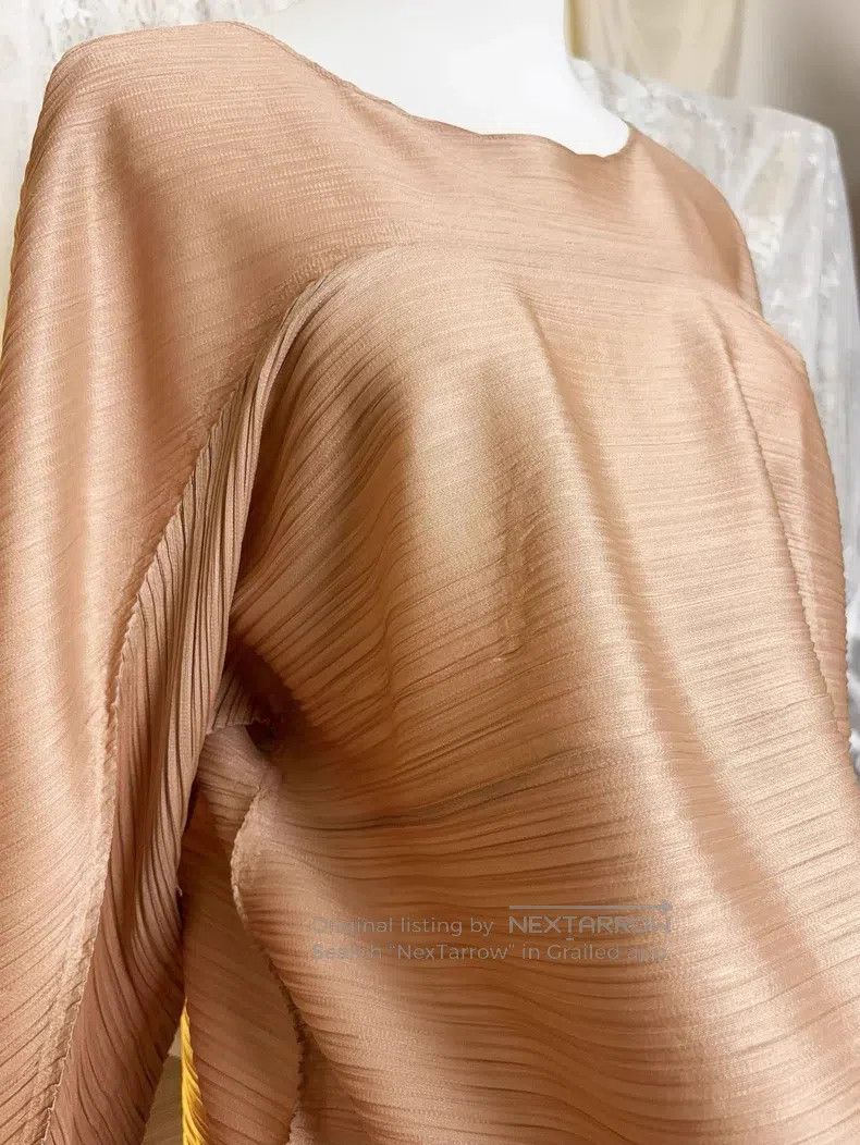 Issey Miyake Issey Miyake Salmon Pink Horizontal Pleated Long Sleeve To Size L / US 10 / IT 46 - 6 Thumbnail