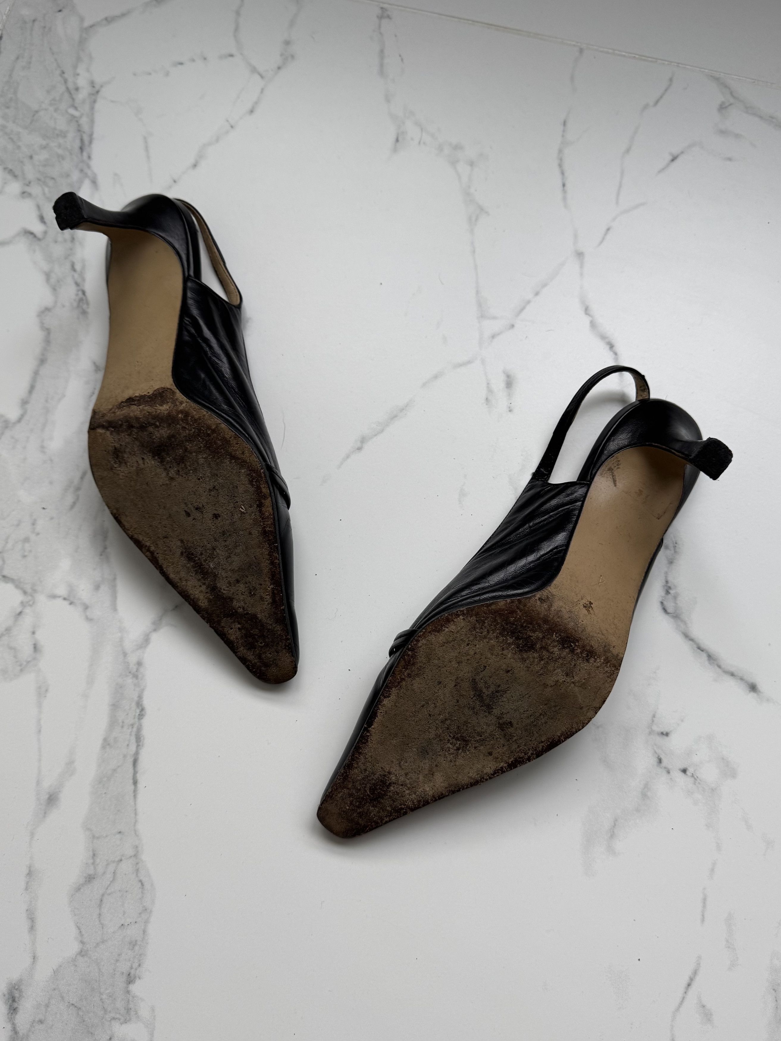 Vintage Vintage Leather Slingback Heels Pointed Toe Kitten Heel Size US 6 / IT 36 - 4 Thumbnail