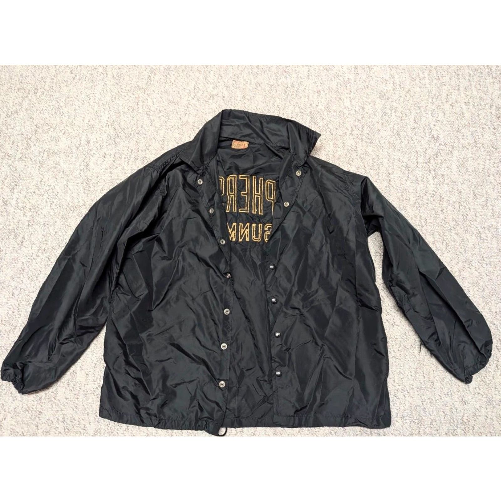 Wilson VINTAGE Wilson Jacket Mens L Black Nylon Bomber Snap Front Leather Outer Shell Windbreaker USA Made 1960s Decade 60s Size US L / EU 52-54 / 3 - 2 Thumbnail