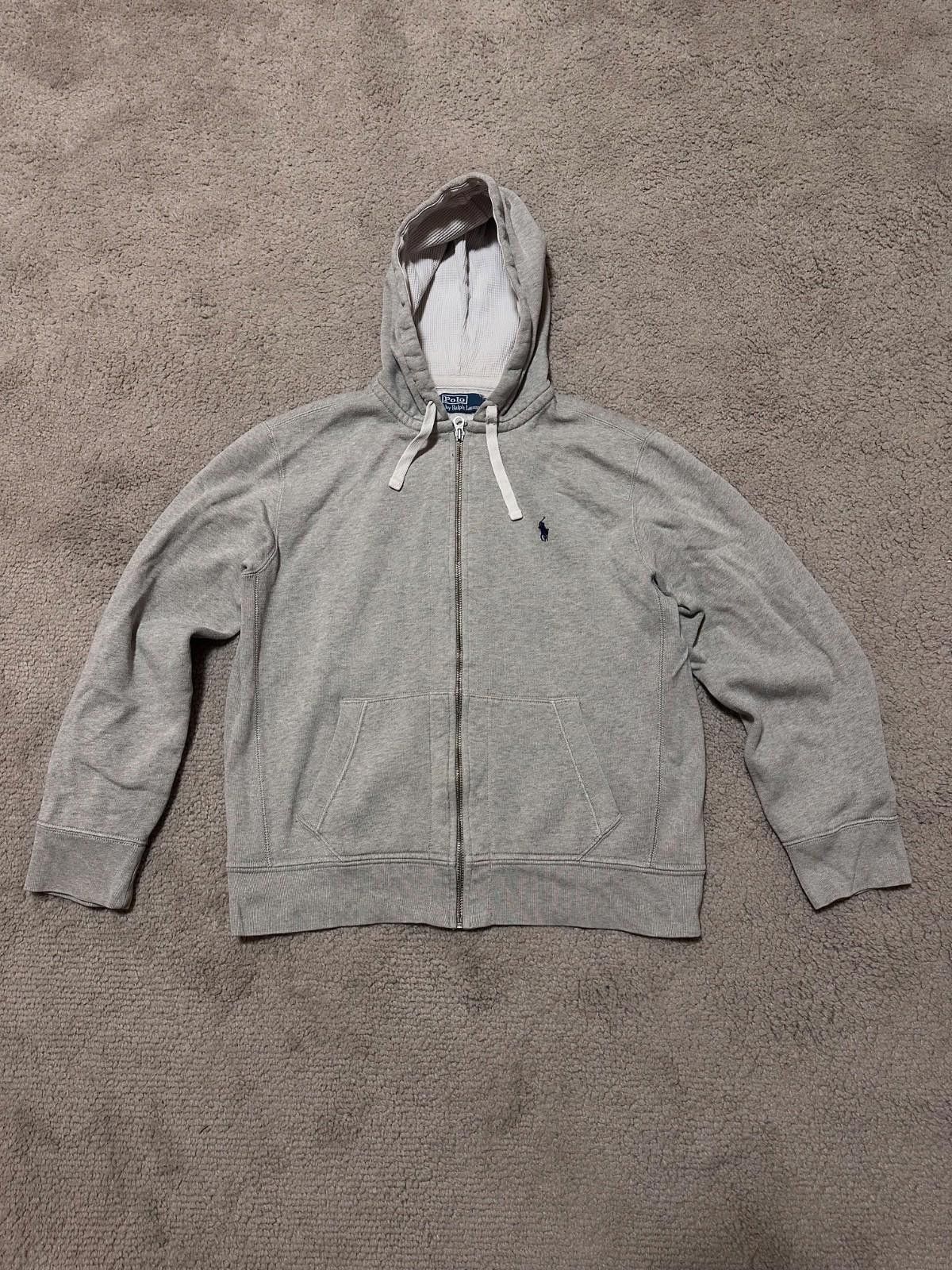 Vintage 90s Polo Ralph Lauren grey zip hoodie Y2K size L