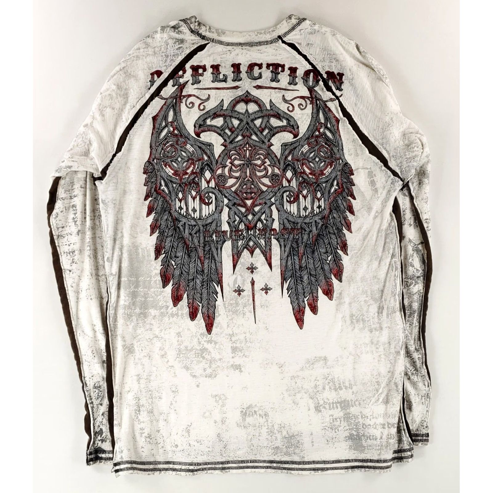 Affliction VINTAGE Affliction Long Sleeve Shirt Live Fast Angel Wings Made USA White Mens 2XL Size US XXL / EU 58 / 5 - 4 Thumbnail