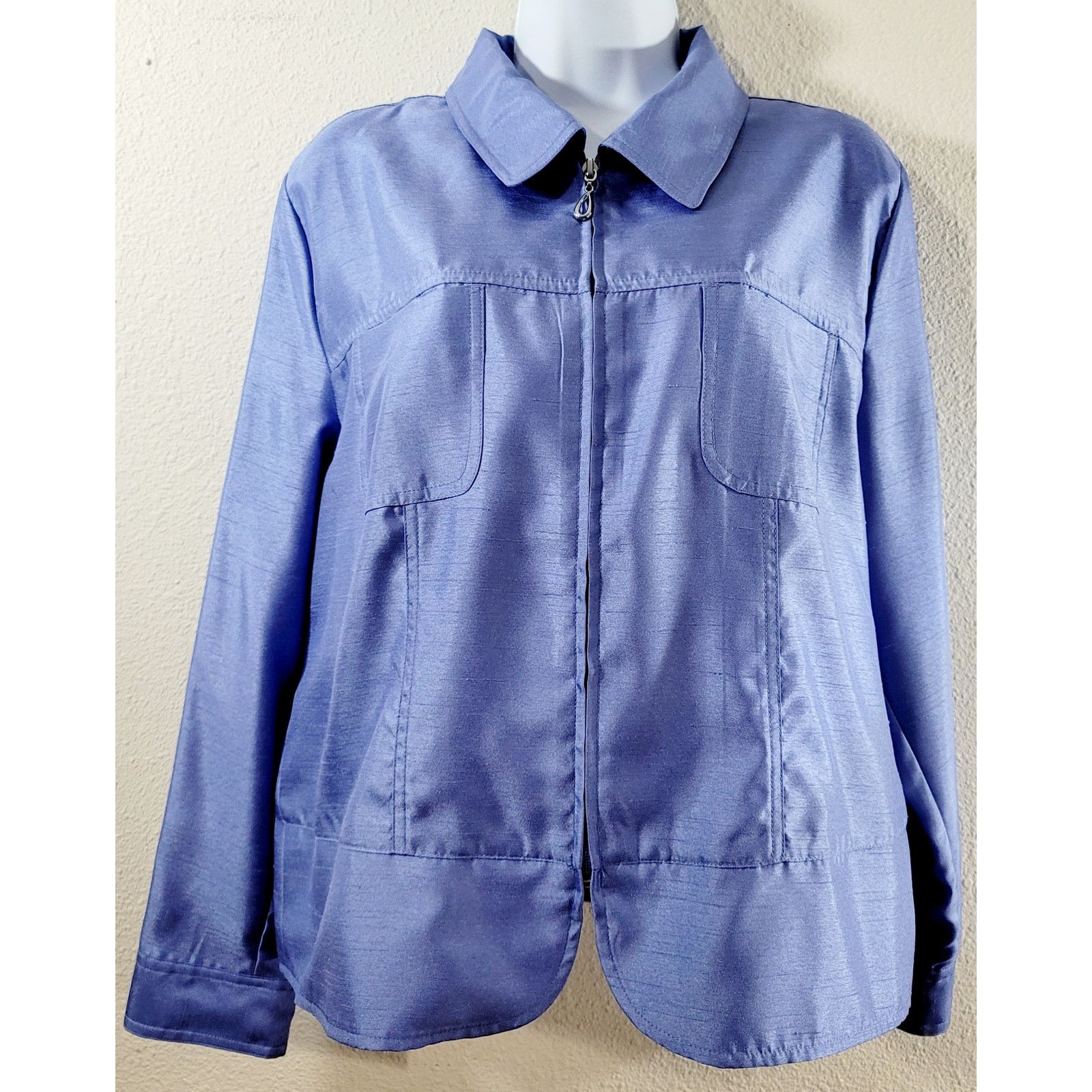 Other Draper's & Damon's Periwinkle Blue Purple Full Zip Blazer PL Size L / US 10 / IT 46 - 1 Thumbnail