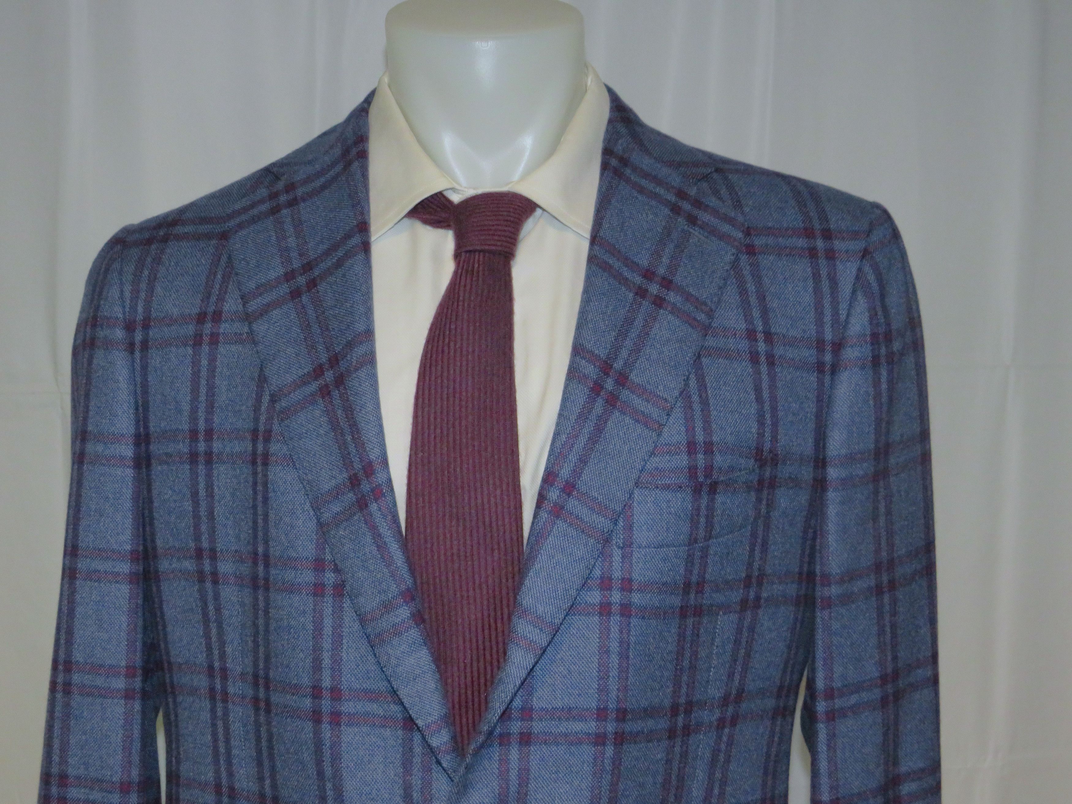 Cesare Attolini × Tincati Blue Plaid 100% Cashmere Sport Coat 42R Size 42R - 2 Thumbnail