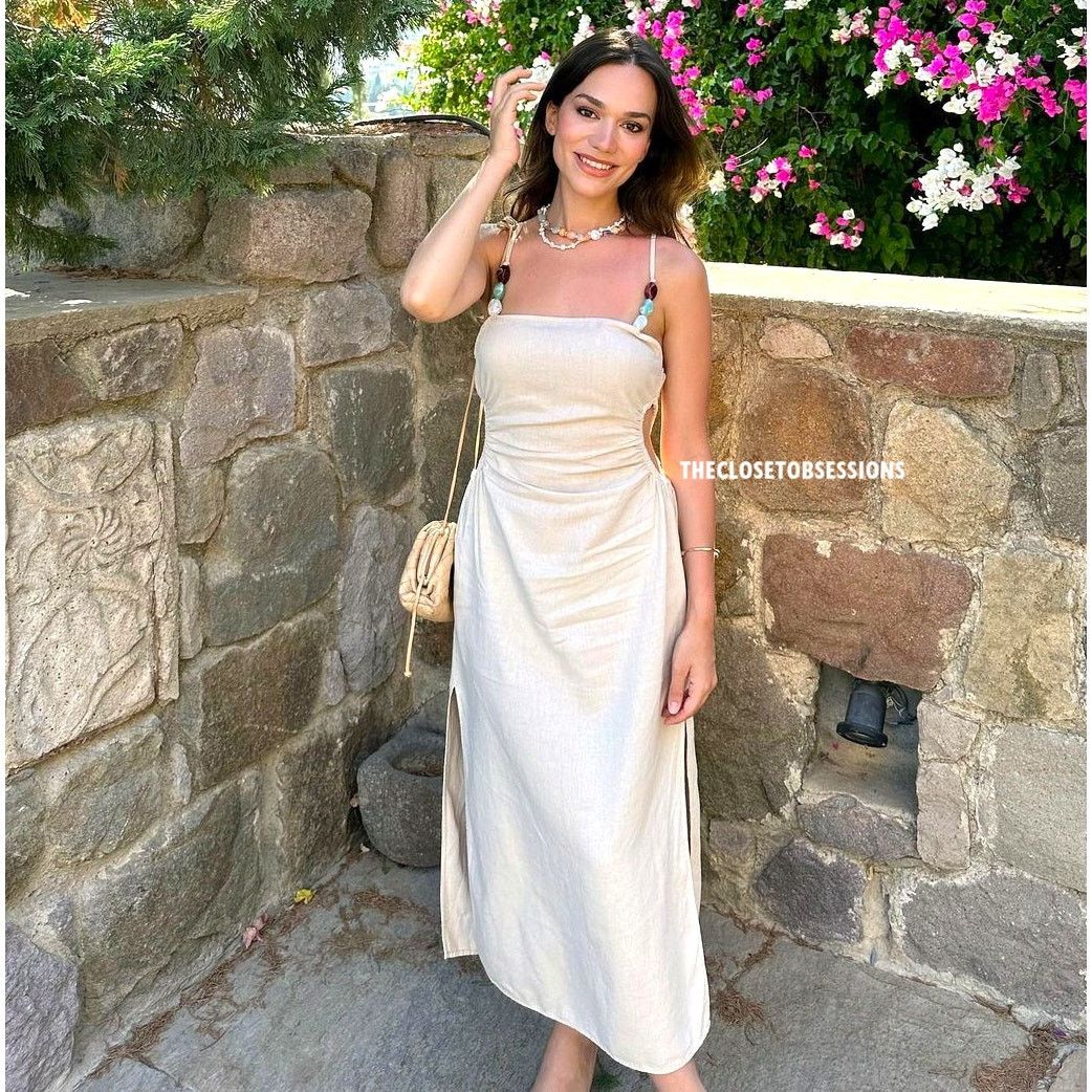 ZARA Linen Blend Cut Out Midi Dress NWT - www.wellskinkop.com