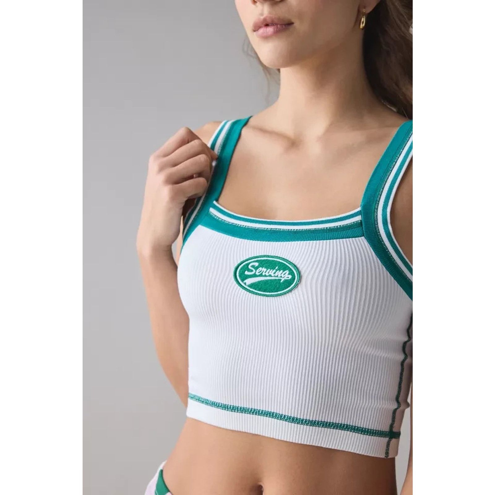 Urban Outfitters Out From Under White Tank Top Y2K with Gree Trim M/L A003155 Size M / US 6-8 / IT 42-44 - 1 Thumbnail