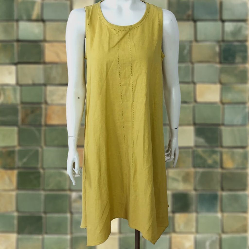 Cynthia Rowley Cynthia Rowley Mustard Yellow 100% Linen Sleeveless Knee Dress A-Line Shirt Womens S Vintage No Size S / US 4 / IT 40 - 1 Thumbnail