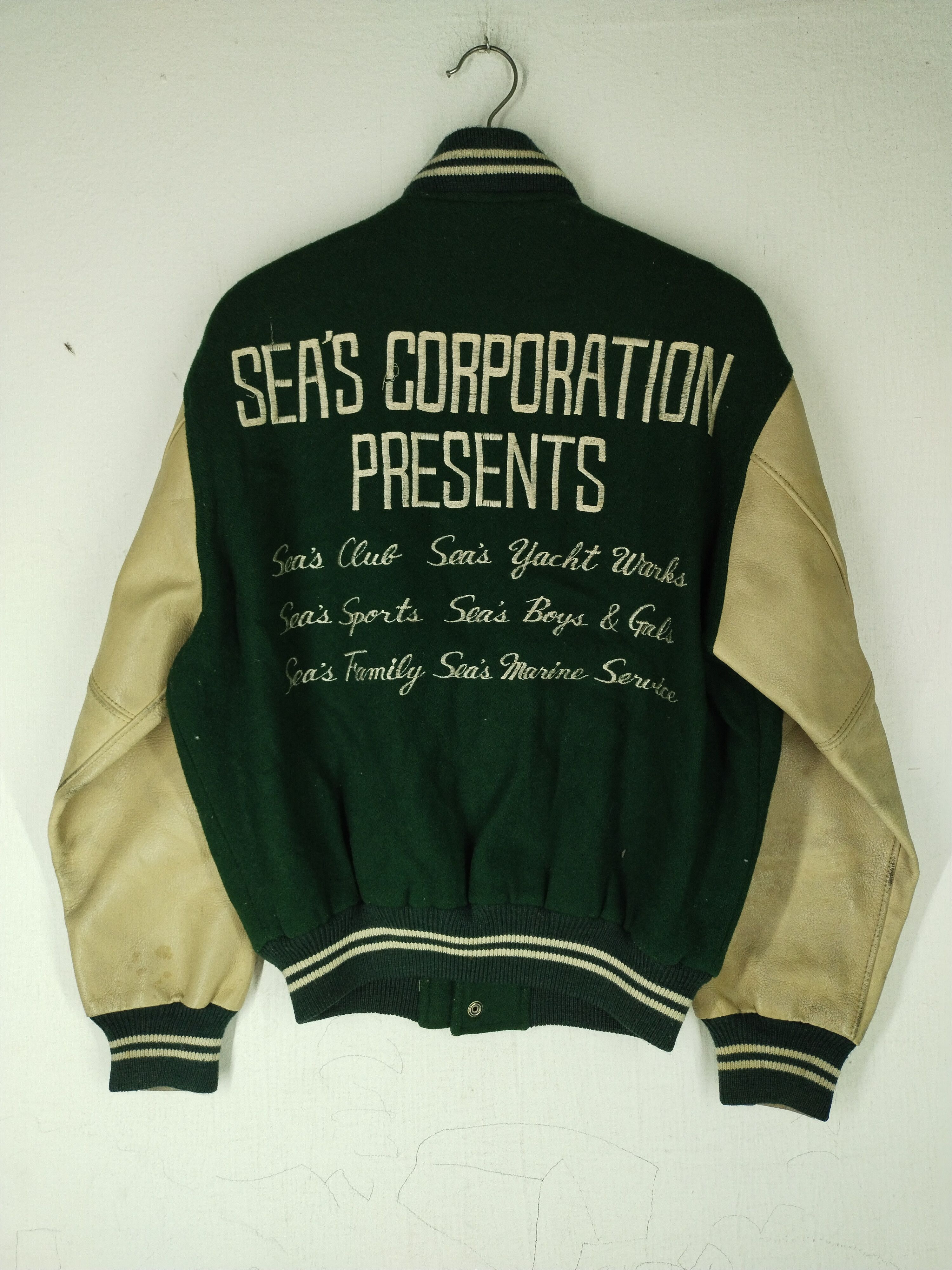 Vintage 80's Sea's Racing Varsity Leather/Wool Jacket Size US M / EU 48-50 / 2 - 9 Thumbnail