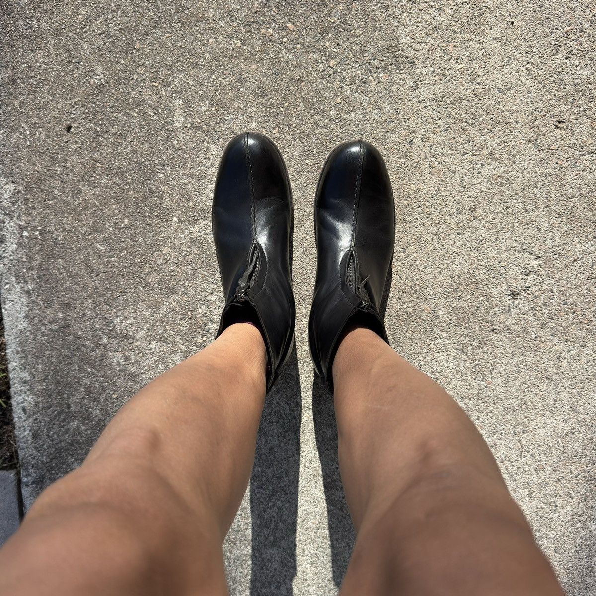 Ma+ M.a+ black leather double-zip boots, fits Size 42.5 Size US 9 / EU 42 - 3 Thumbnail