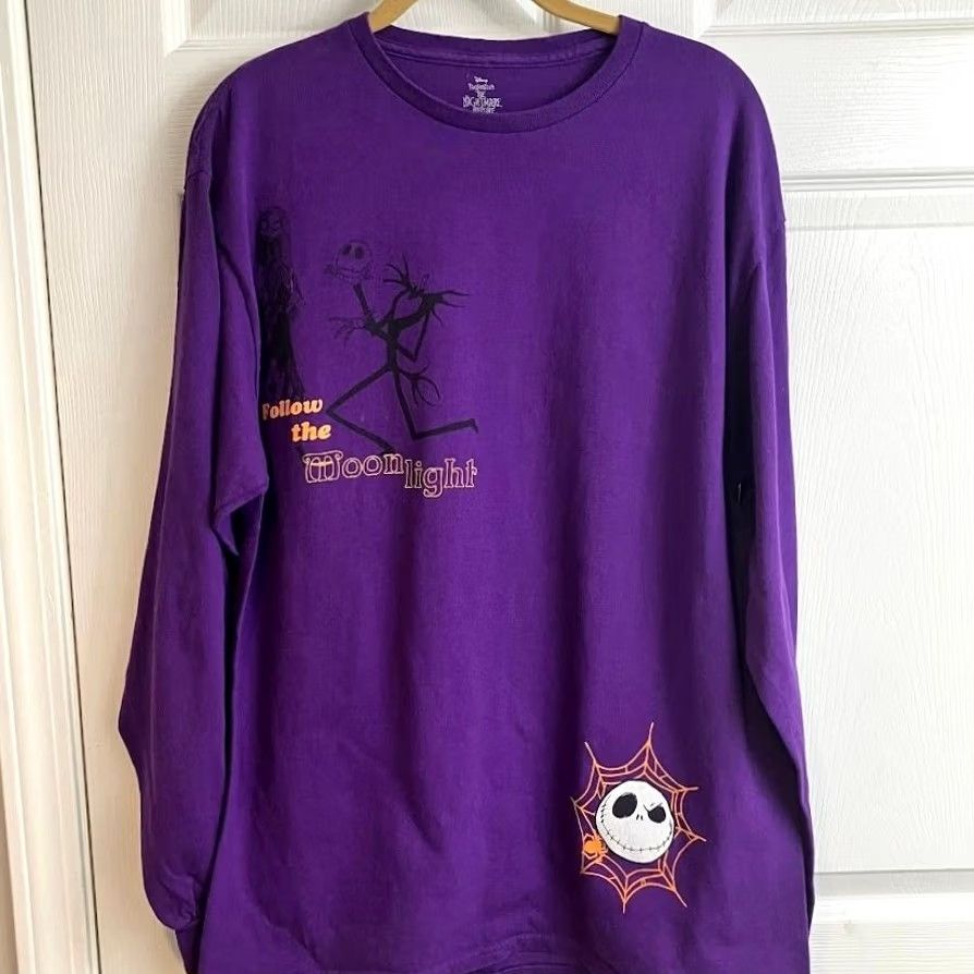 Disney Nightmare Before Christmas Disney Follow The Moonlight T Shirt Long Sleeve L Purple Mens Size US L / EU 52-54 / 3 - 2 Thumbnail