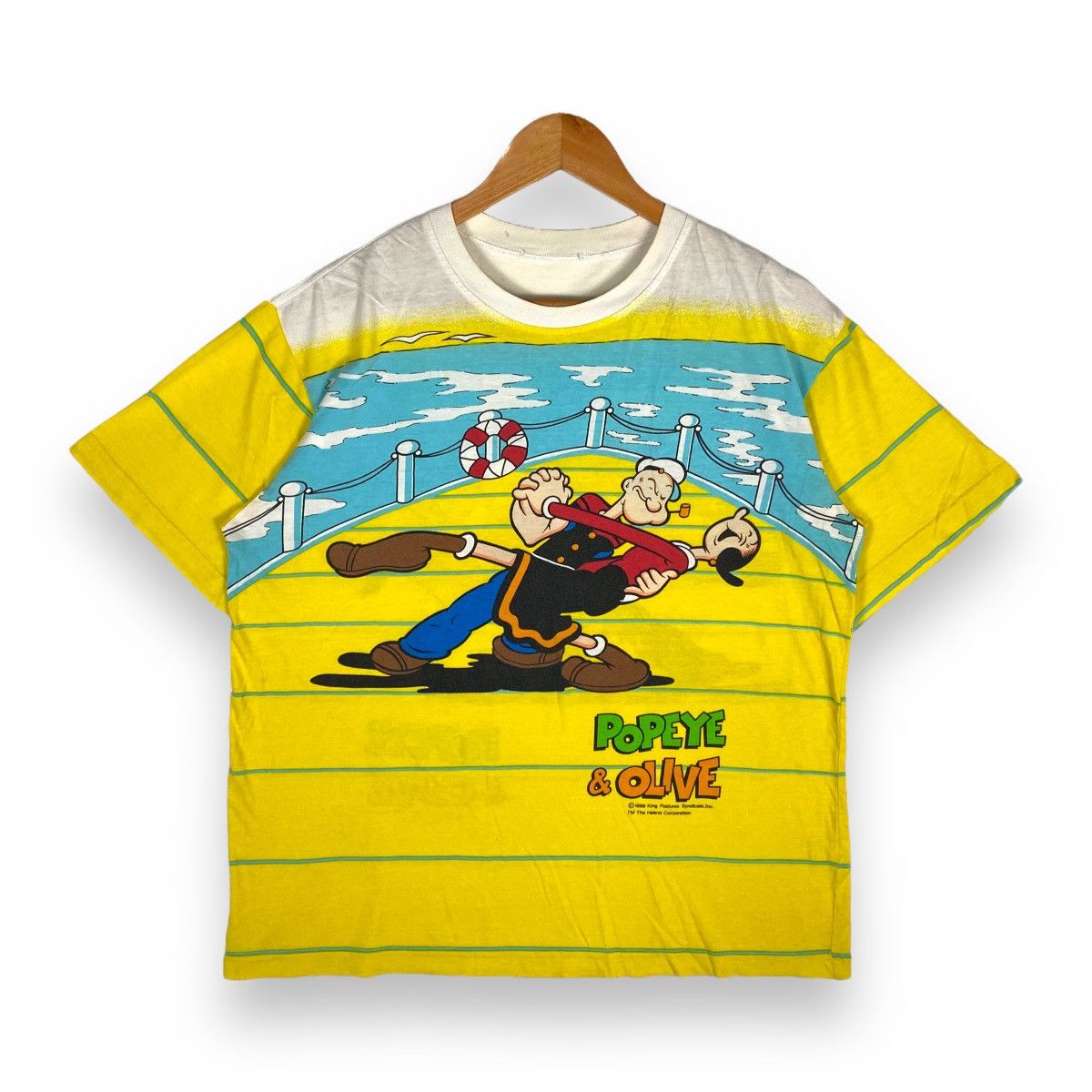 Vintage VINTAGE 1999 POPEYE & OLIVE CARTOON FULL PRINT TEE Size US L / EU 52-54 / 3 - 1 Thumbnail